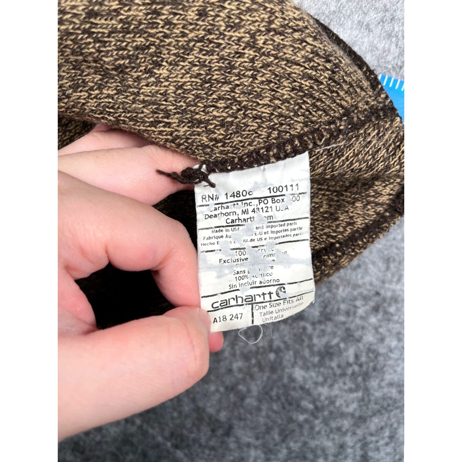 Carhartt VINTAGE Carhartt Beanie Toque Adult One Size Heather Brown Knit 100% Acrylic Workwear Size ONE SIZE - 8 Thumbnail