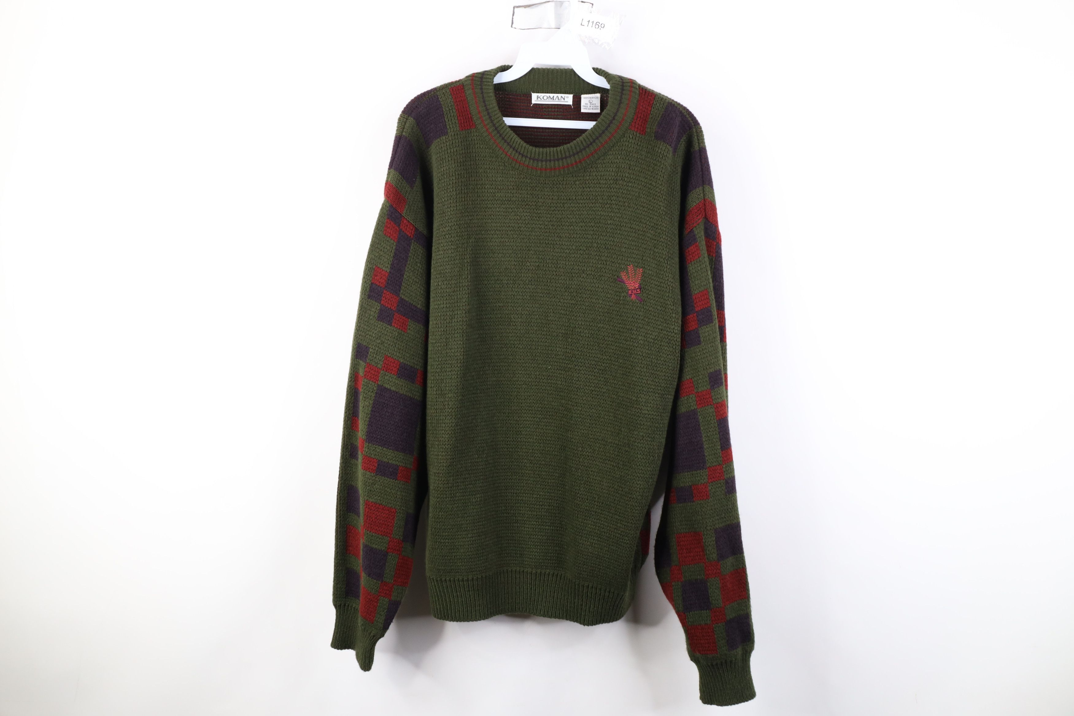 Vintage Vintage 90s Streetwear Geometric Knit Crewneck Sweater Size US L / EU 52-54 / 3 - 1 Thumbnail