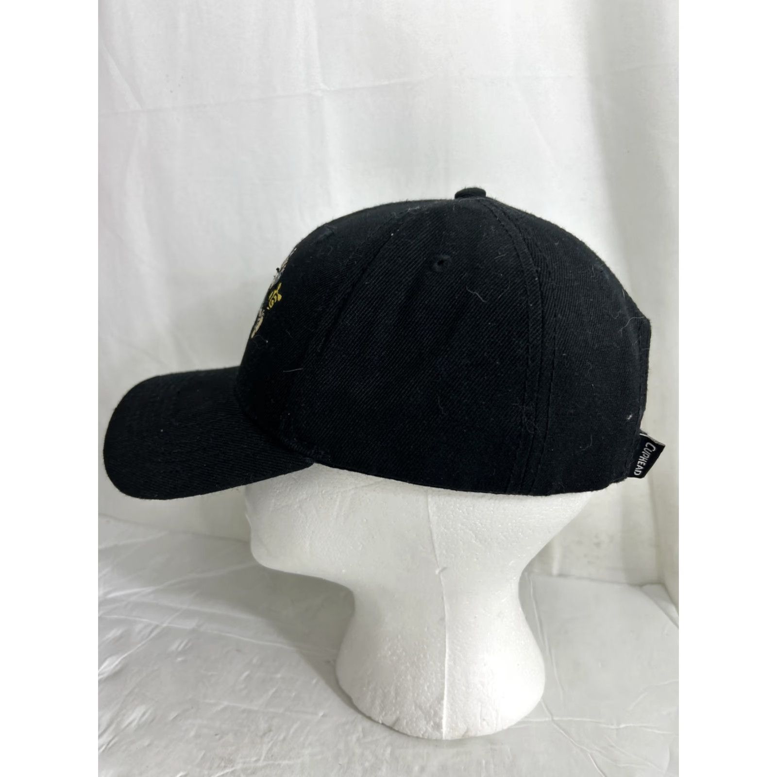 Vintage Cup head Baseball Hat Black Adjustable Hook And Loop Strap Hat Men Black Cuphead Logo Baseball Cap Loop One Size Adjusta ble Size ONE SIZE - 5 Thumbnail