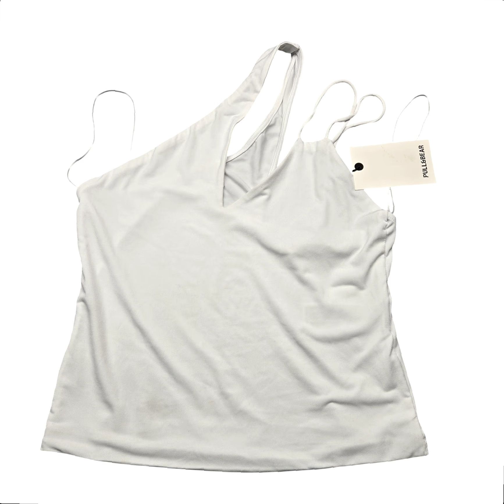 Vintage Pull&Bear Tank Top Womens XL White One Shoulder Camisole Strap Asymmetrical Sleeveless Top Size XL / US 12-14 / IT 48-50 - 2 Thumbnail