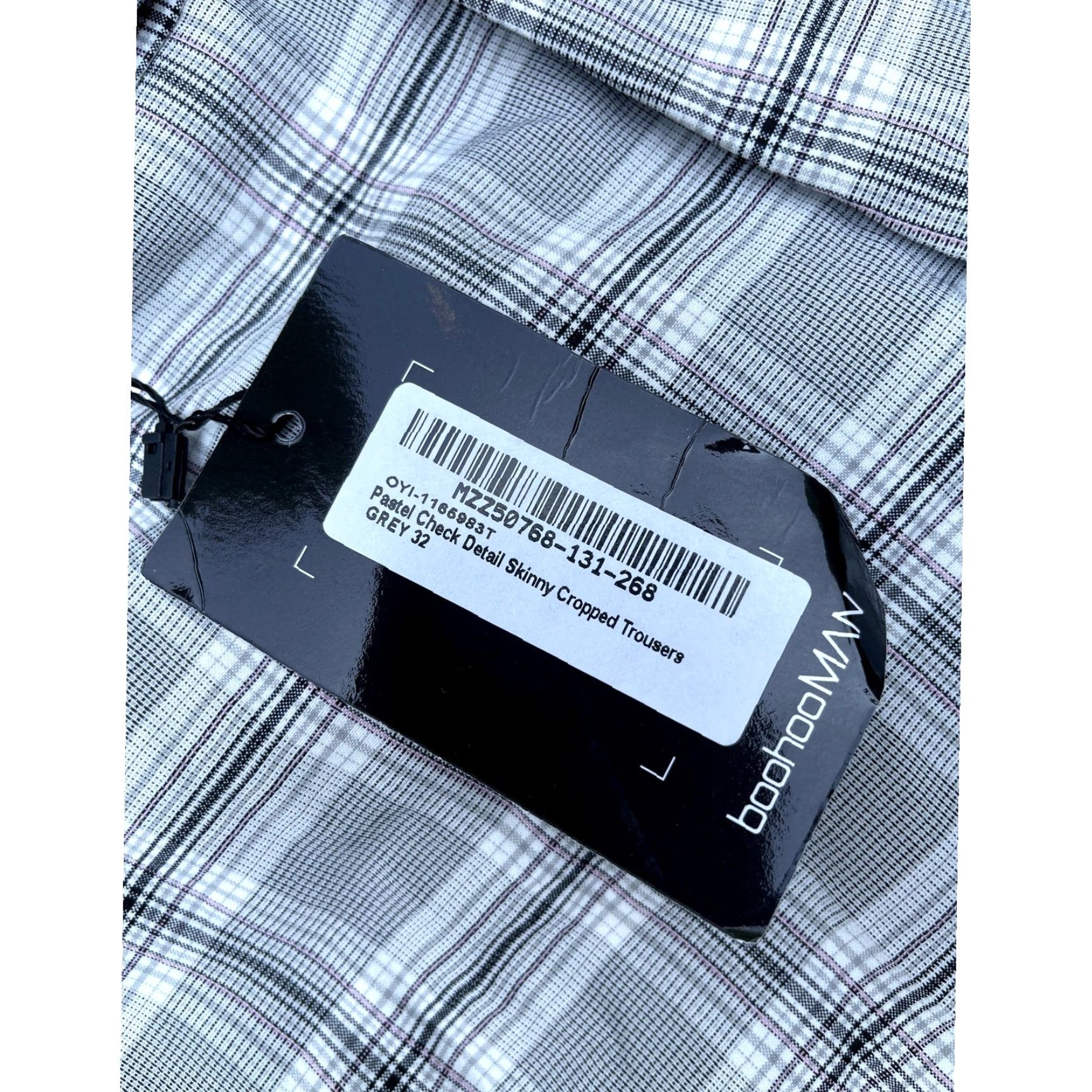 Boohoo Boohoo MAN Skinny Check Smart Trousers Cropped Pants Gray 32R (32 x 29) Size US 32 / EU 48 - 4 Thumbnail