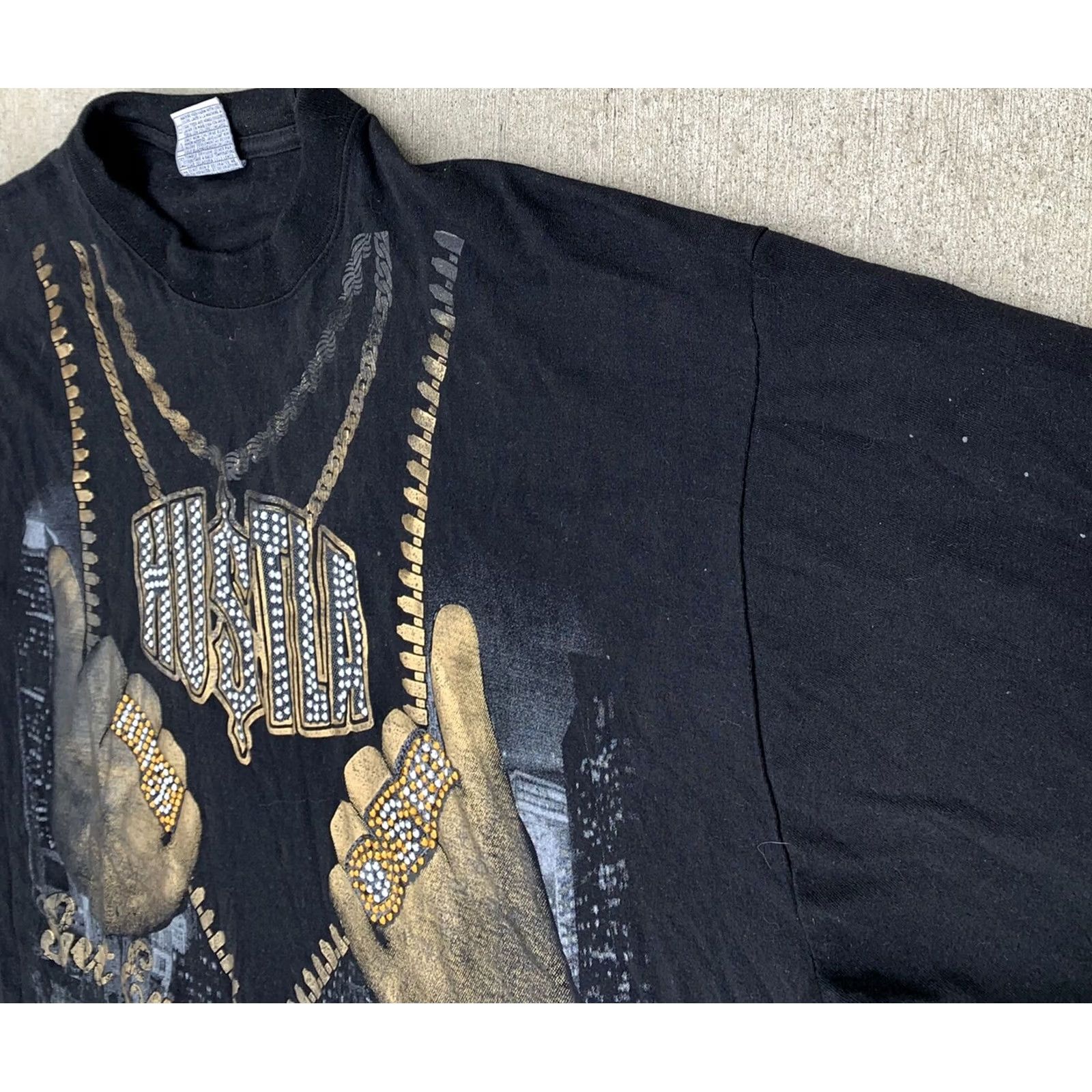 Vintage Hustla Get Every Dollar T-Shirt Hip Hop Pro Power 3XL Black Cotton Men Short Sleeve Crew Neck Vintage Big & Tall Size US XXL / EU 58 / 5 - 7 Thumbnail