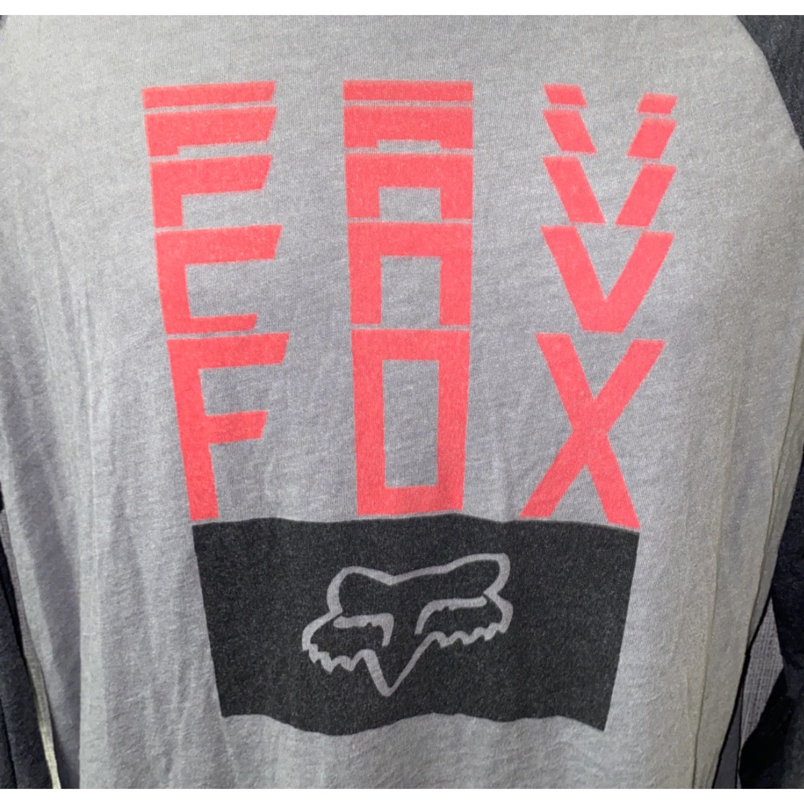 Vintage FOX Men's T-Shirt Long Sleeve Gray 2XL Shirt Regular Cotton/Polyester Solid Basic VINTAGE No Size US XXL / EU 58 / 5 - 2 Thumbnail