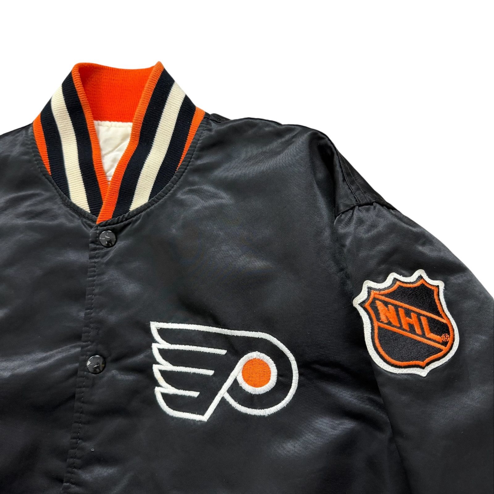 NHL VTG 90s PHILADELPHIA FLYERS STARTER SATIN JACKET BOMBER Size US XL / EU 56 / 4 - 2 Thumbnail