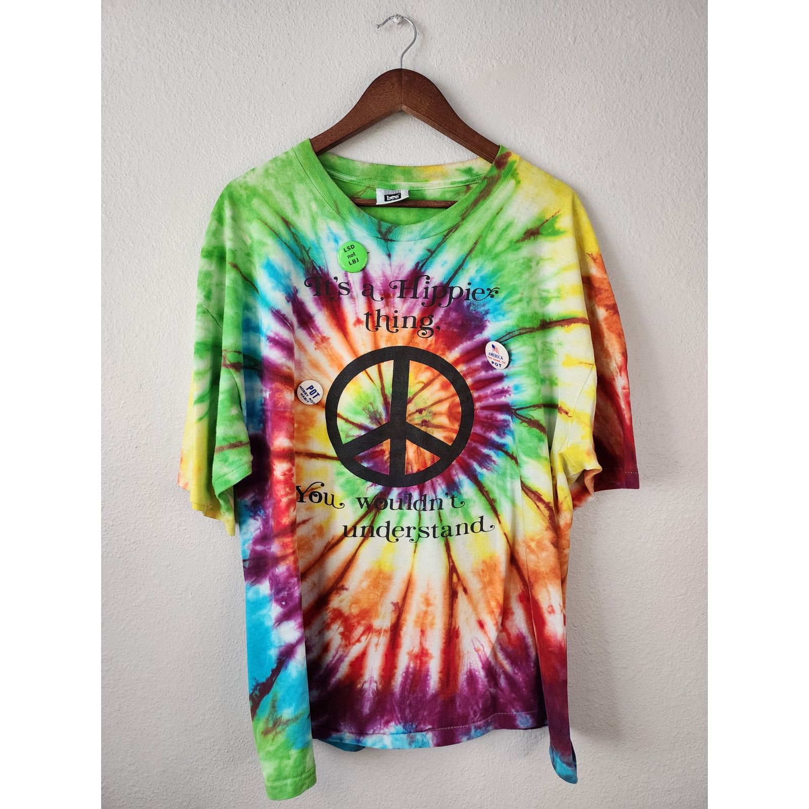 Lee Vintage Tie Dye Hippie Shirt Lee XXL Psychedelic Tee 90s USA Size US XXL / EU 58 / 5 - 1 Thumbnail