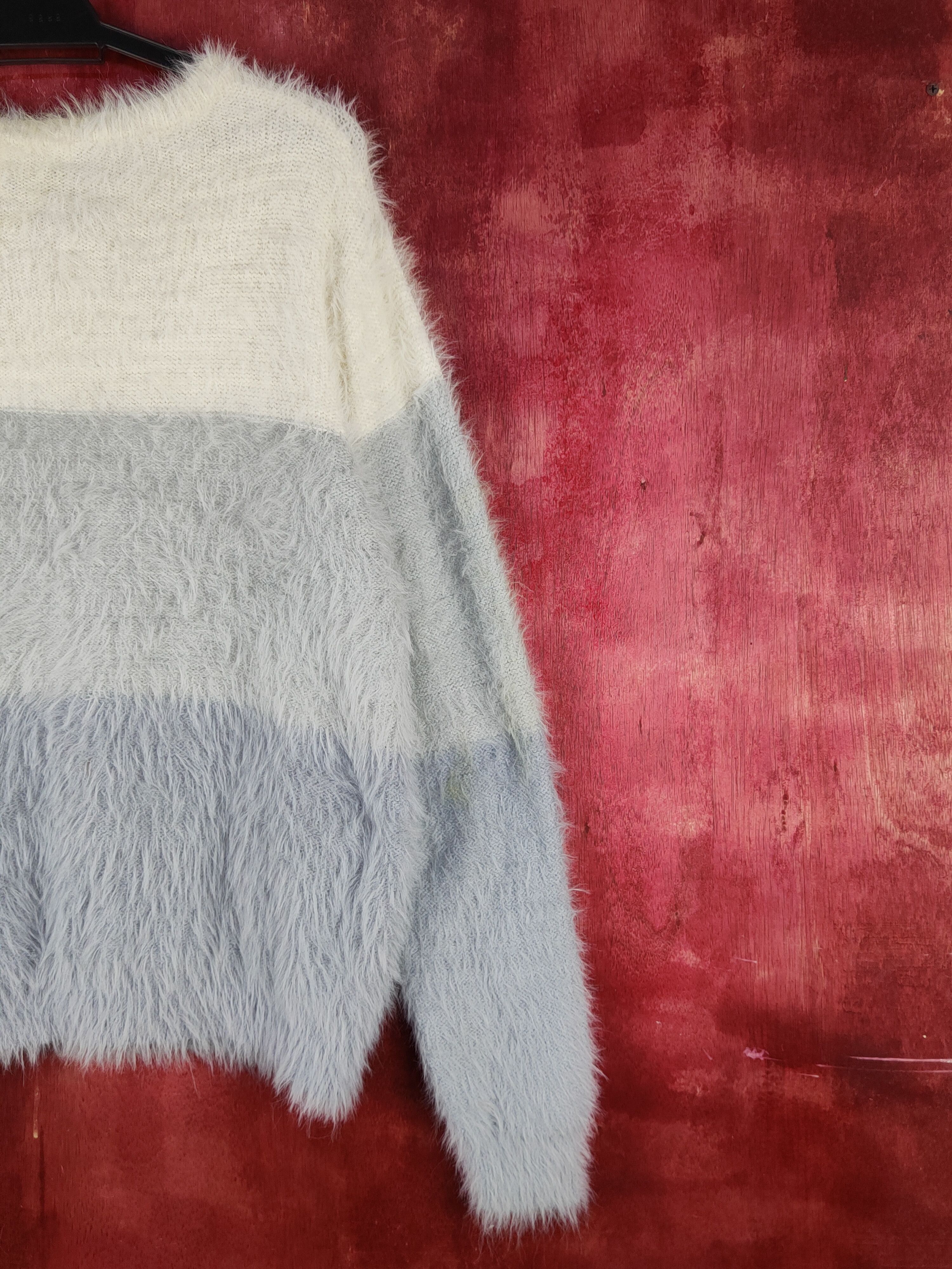 Homespun Knitwear Healthy Karen Blue Shag Shaggy Fur Mohair Knitwear #S2279 Size L / US 10 / IT 46 - 9 Thumbnail