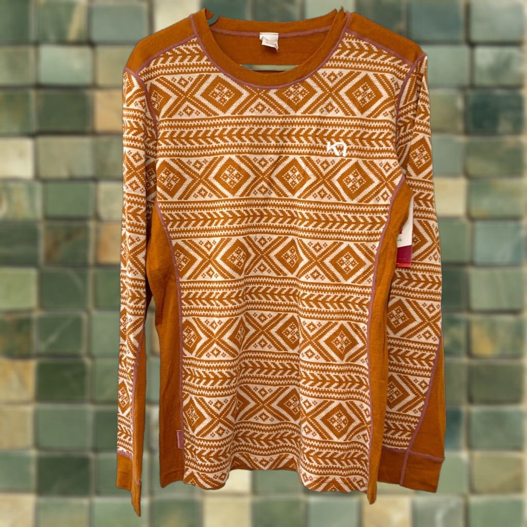 Vintage Kari Traa Floke Base Layer Long Sleeve Tee Hazel Gold Wool Blend XL NWT Size XL / US 12-14 / IT 48-50 - 1 Thumbnail