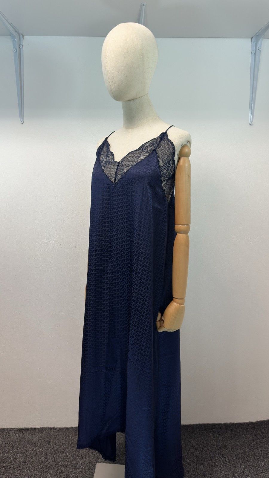 Zadig & Voltaire Zadig & Voltaire Risty Navy Blue Silk Dress Lace Trim Size XS / US 0-2 / IT 36-38 - 2 Thumbnail