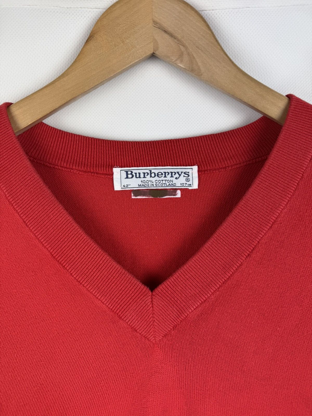 Burberry × Vintage Burberrys Vintage Men’s V-neck Cotton Sweater Pullover Size US XL / EU 56 / 4 - 8 Thumbnail