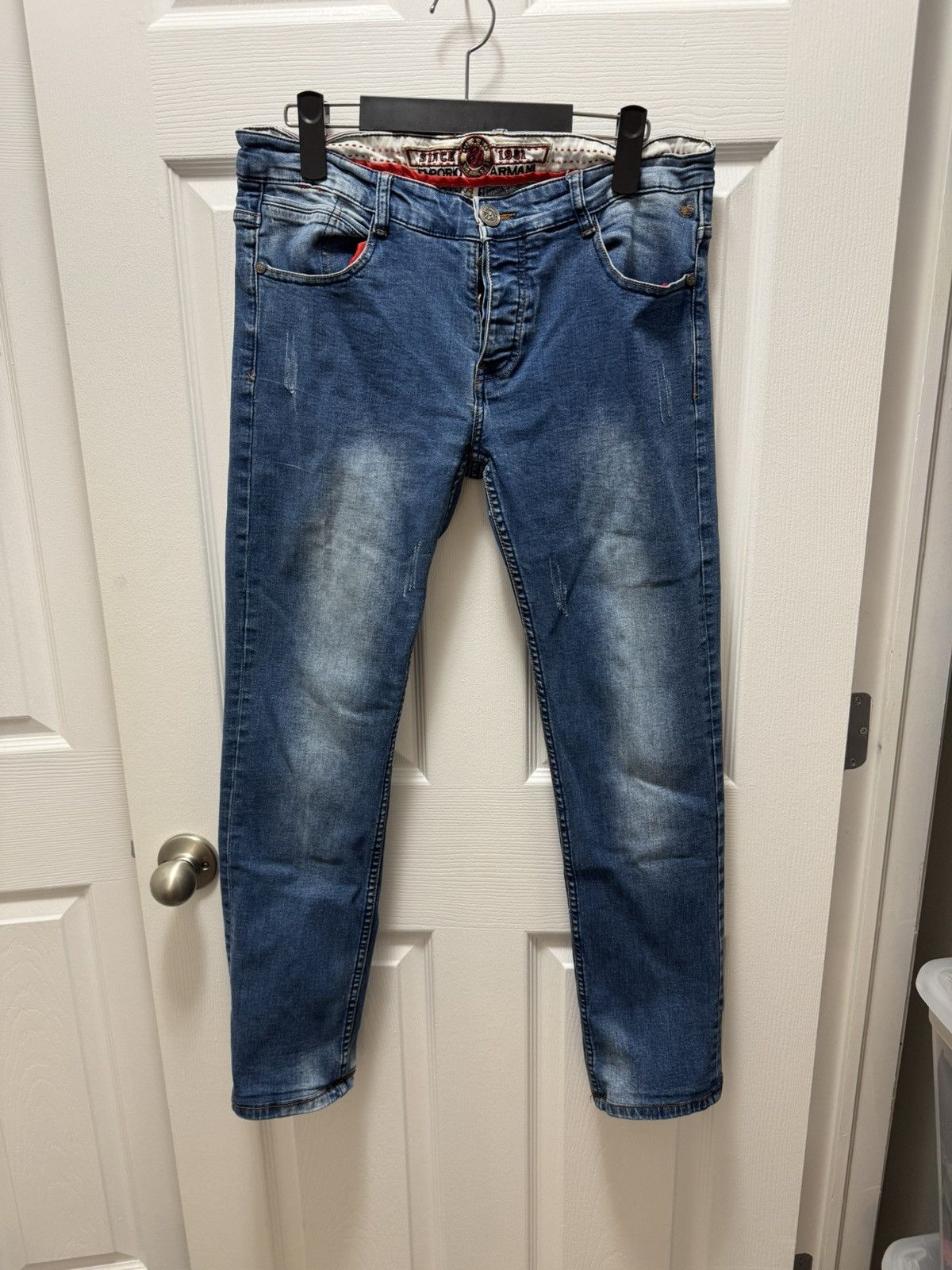 Armani Armani Jeans Denim Designer Vintage Blue Rare Size US 33 - 2 Thumbnail