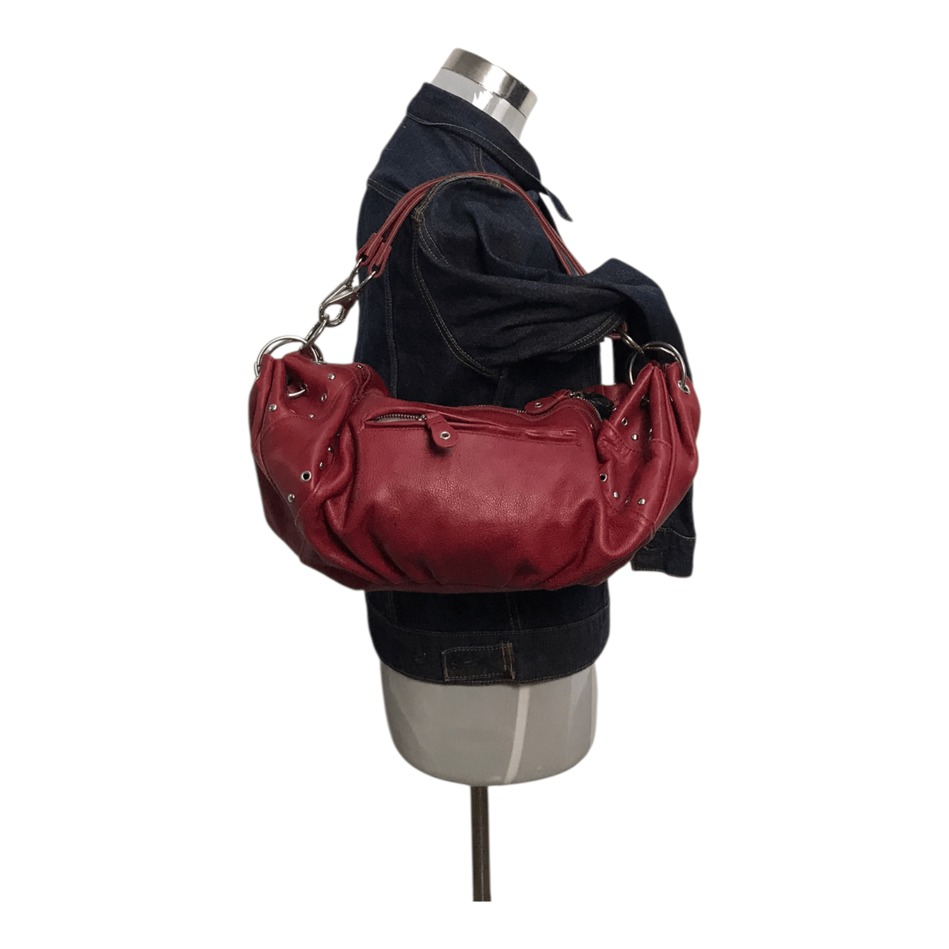 Leather Luca Studded Red Leather Sling/Hand Bag Size ONE SIZE - 2 Thumbnail
