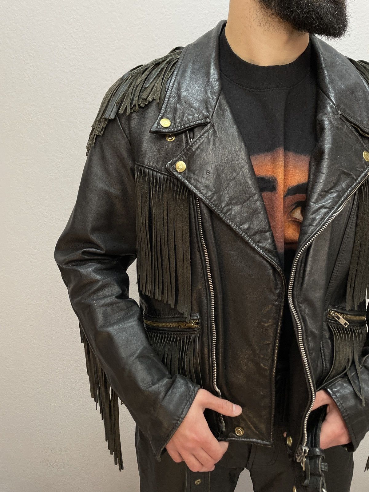 If Six Was Nine Vintage Nuber Nine Stayle Fringe Leather Biker Jacket Grunge Size US L / EU 52-54 / 3 - 4 Thumbnail