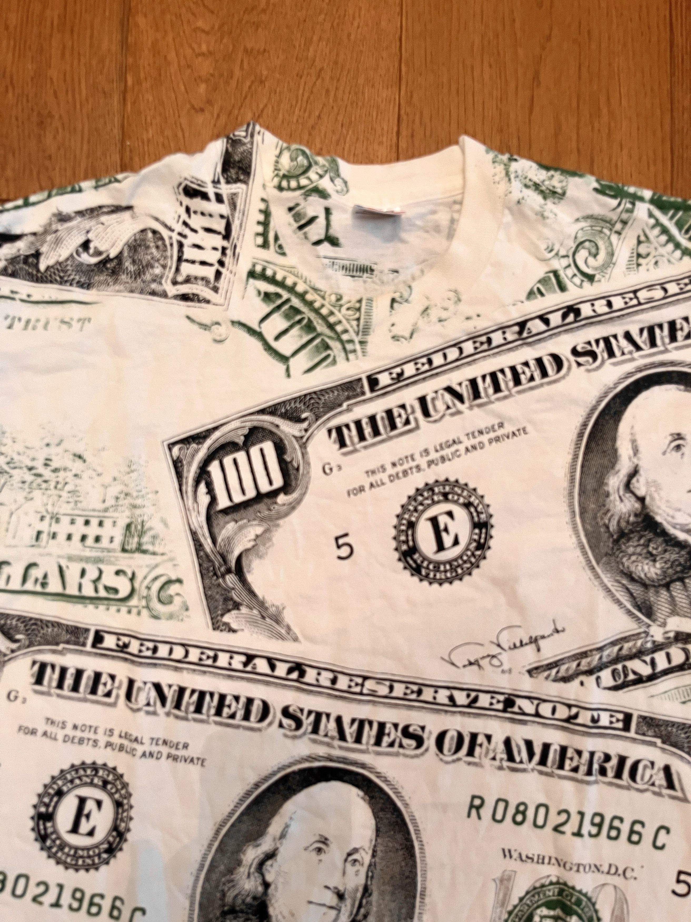 Vintage Vintage 1990 Hundred Dollar Bill AOP Single Stitch USA L Size US L / EU 52-54 / 3 - 3 Thumbnail