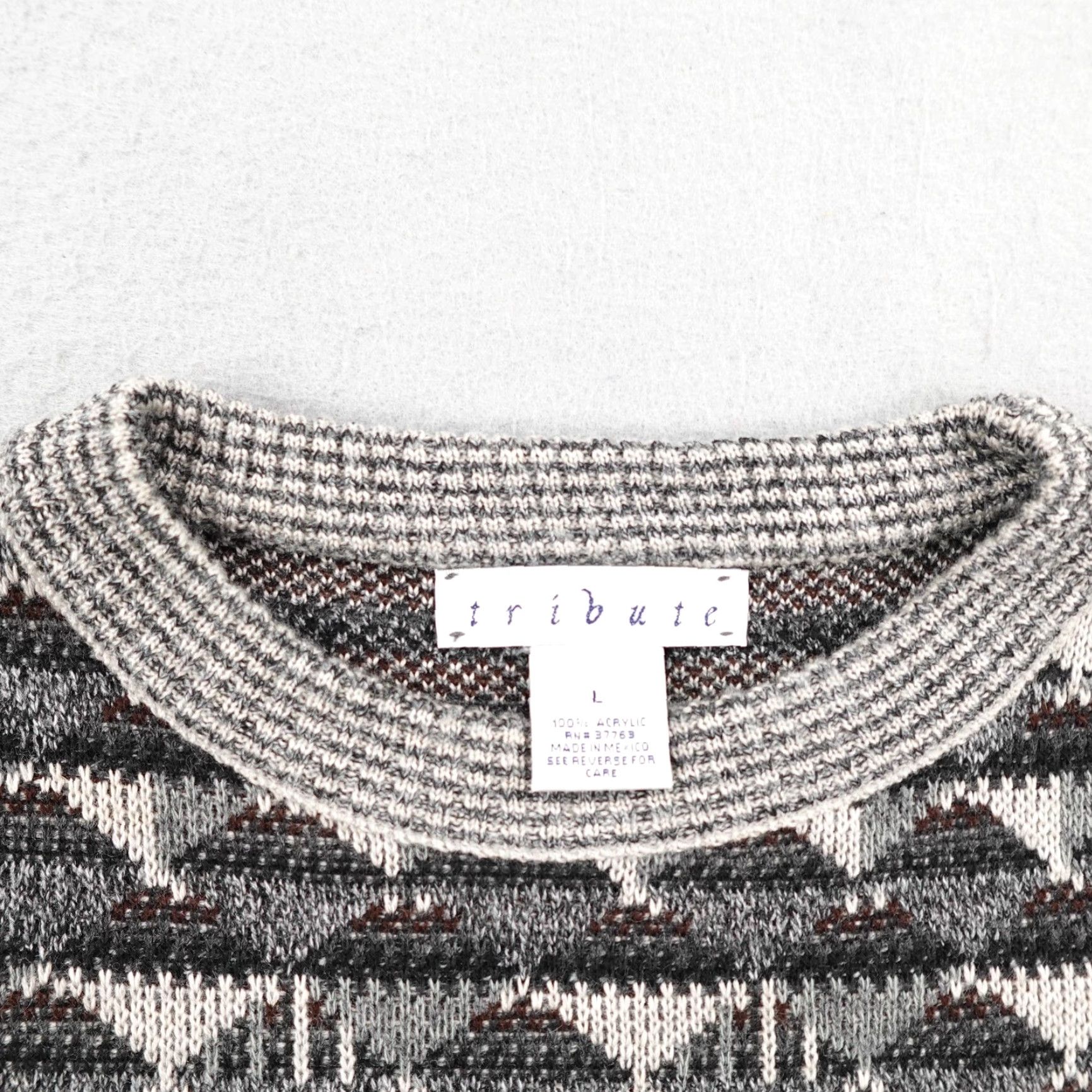 Vintage VINTAGE Tribute Sweater Mens Large Gray Geometric Knit Grandpa Pullover Crewneck Size US L / EU 52-54 / 3 - 2 Thumbnail