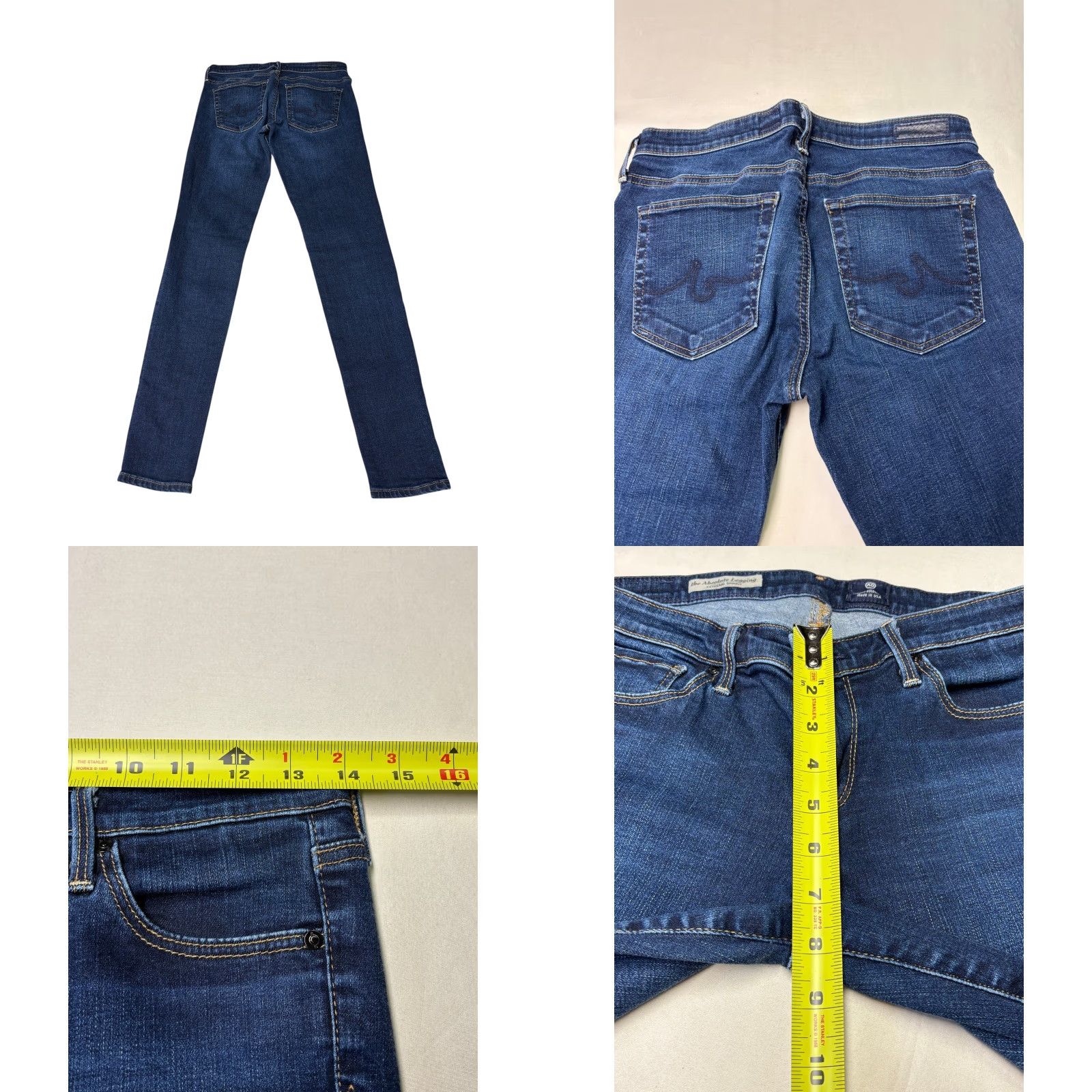 Vintage AG Adriano Goldschmied The Absolute Legging Extreme Skinny Jeans Blue 28R 30in Inseam Womens Denim Stretch Pockets 5-Pocket Zip Button Size 28" / US 6 / IT 42 - 8 Thumbnail