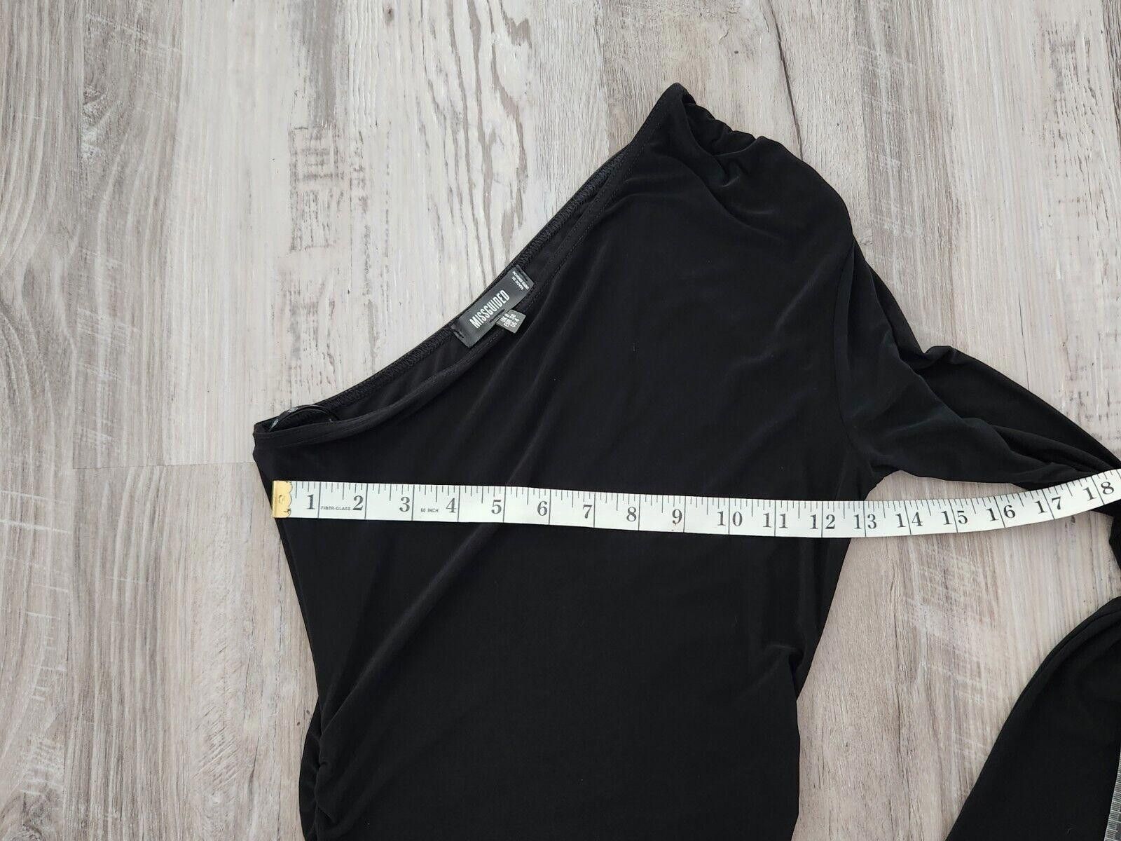 Designer Misguided Bodysuit Size 4 Black One Long Sleeve Sexy Stretch Size S / US 4 / IT 40 - 5 Thumbnail