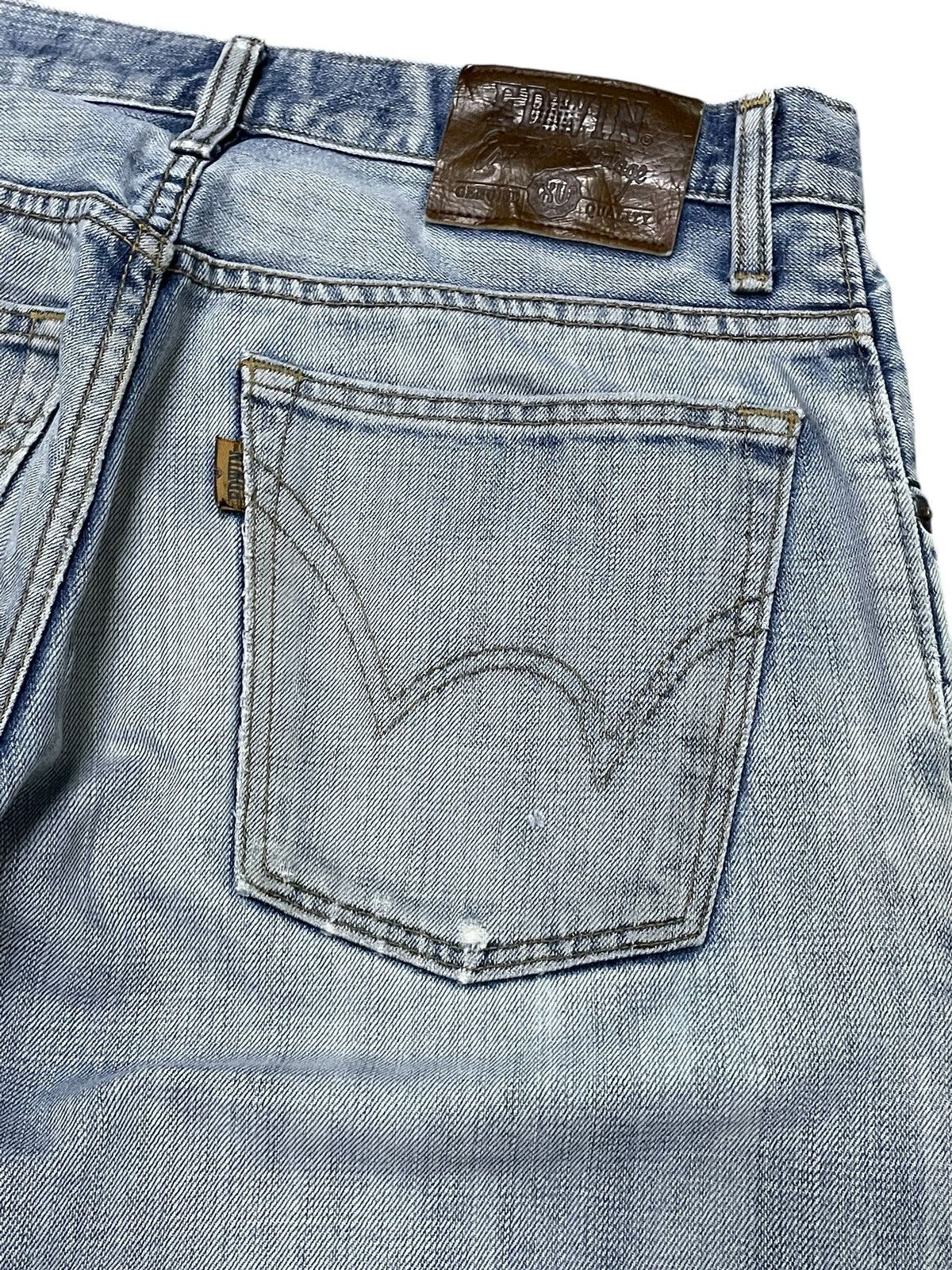 Edwin × Vintage Edwin XV Light Wash Distressed Straight Jeans Size US 30 / EU 46 - 18 Thumbnail
