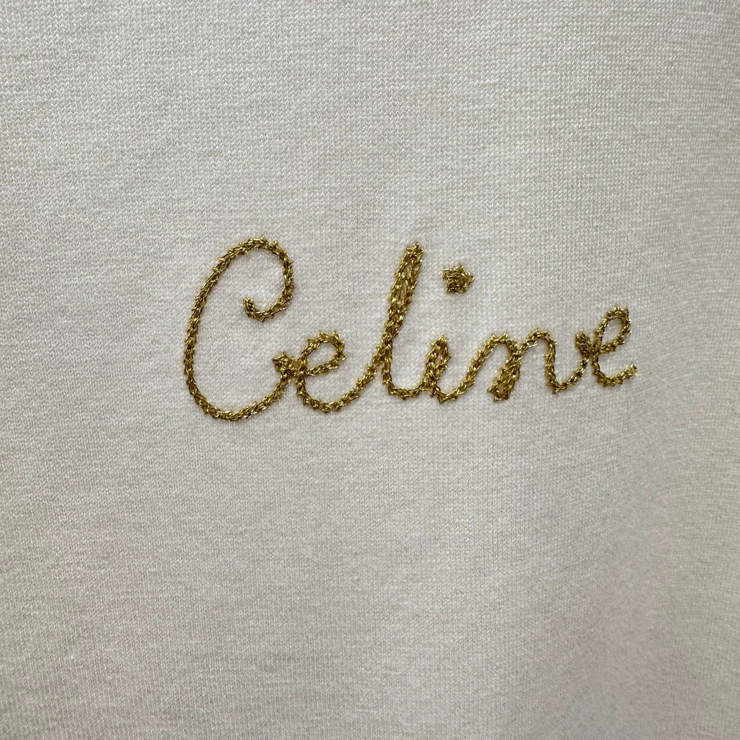 Celine Celine mar14 gold thread logo short sleeve tee L Size L / US 10 / IT 46 - 6 Thumbnail