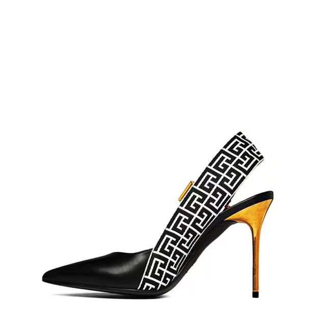 Balmain o1g2r1mq0924 Ruby Slngbck Pumps in Black & White Size US 8 / IT 38 - 2 Thumbnail