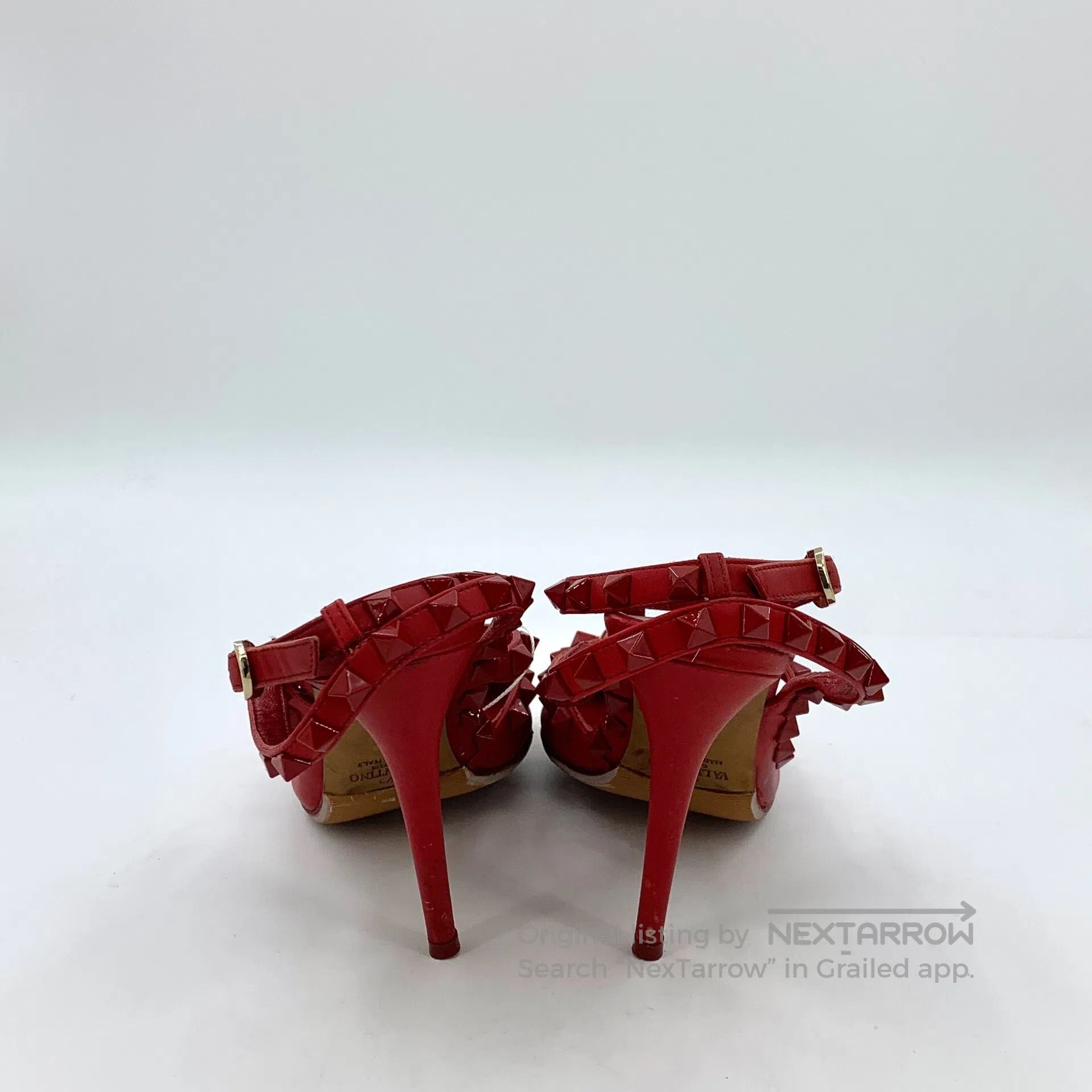 Valentino Valentino Deep Red Pointed Toe Stud One-Strap Stiletto Hig Size US 5.5 / IT 35.5 - 4 Thumbnail
