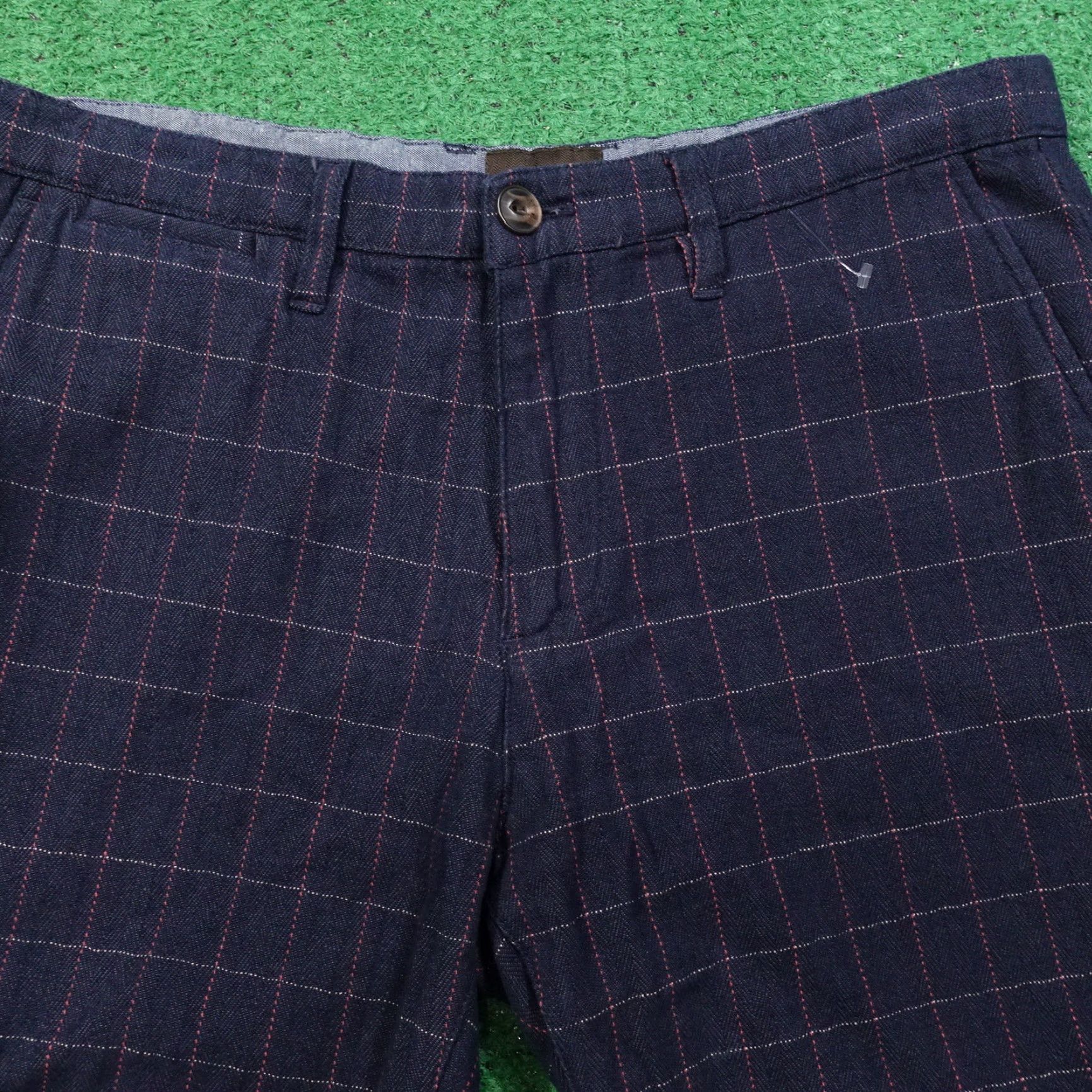 Vintage Vintage Jachs New York Bleecker Fit Check Shorts Mens Size 31 Casual Navy Blue 8-Inch Inseam Size US 31 - 2 Thumbnail