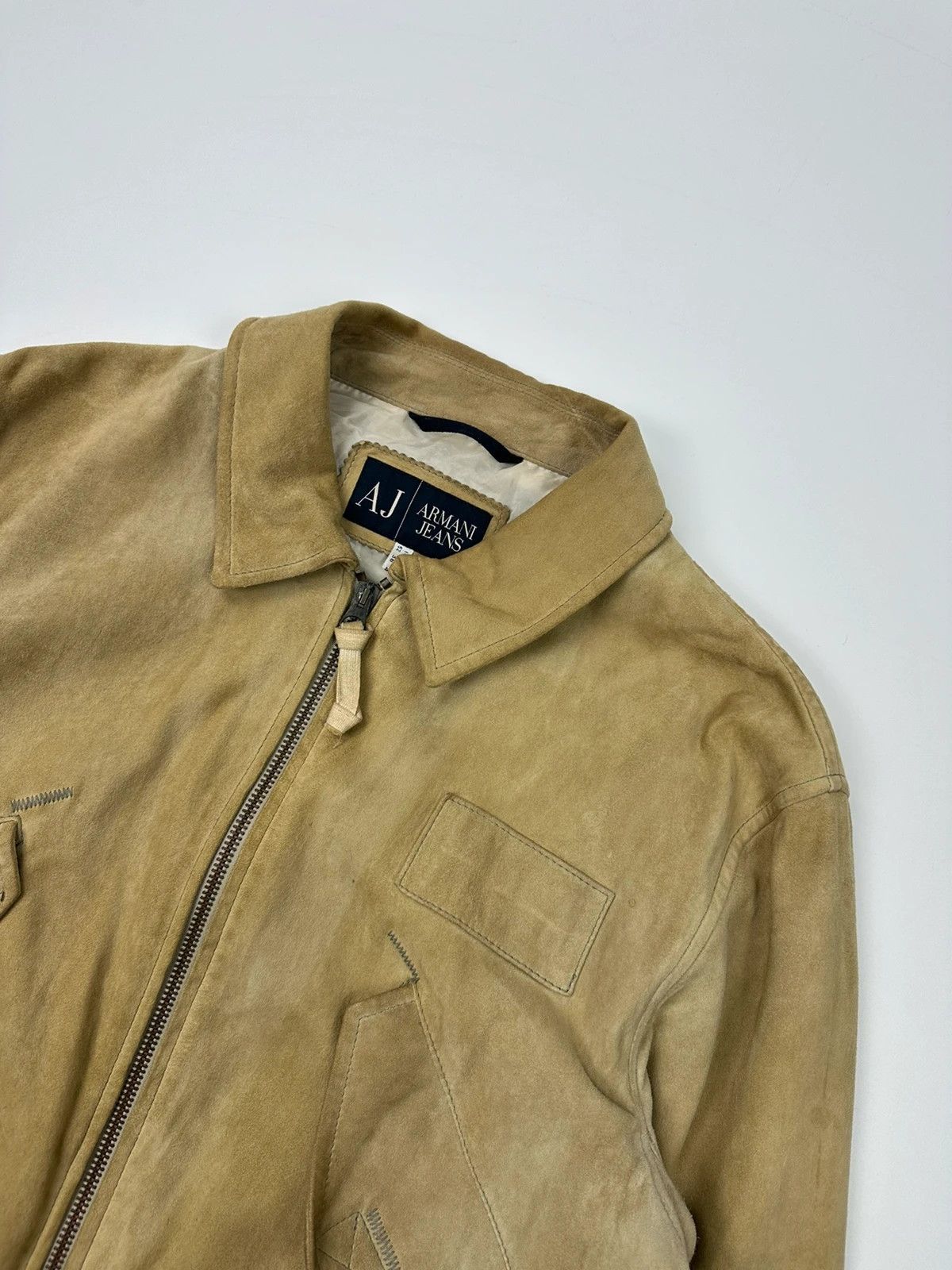 Armani Armani Jeans 90’s Cargo Pockets Suede Leather Bomber Jacket Size US L / EU 52-54 / 3 - 3 Thumbnail