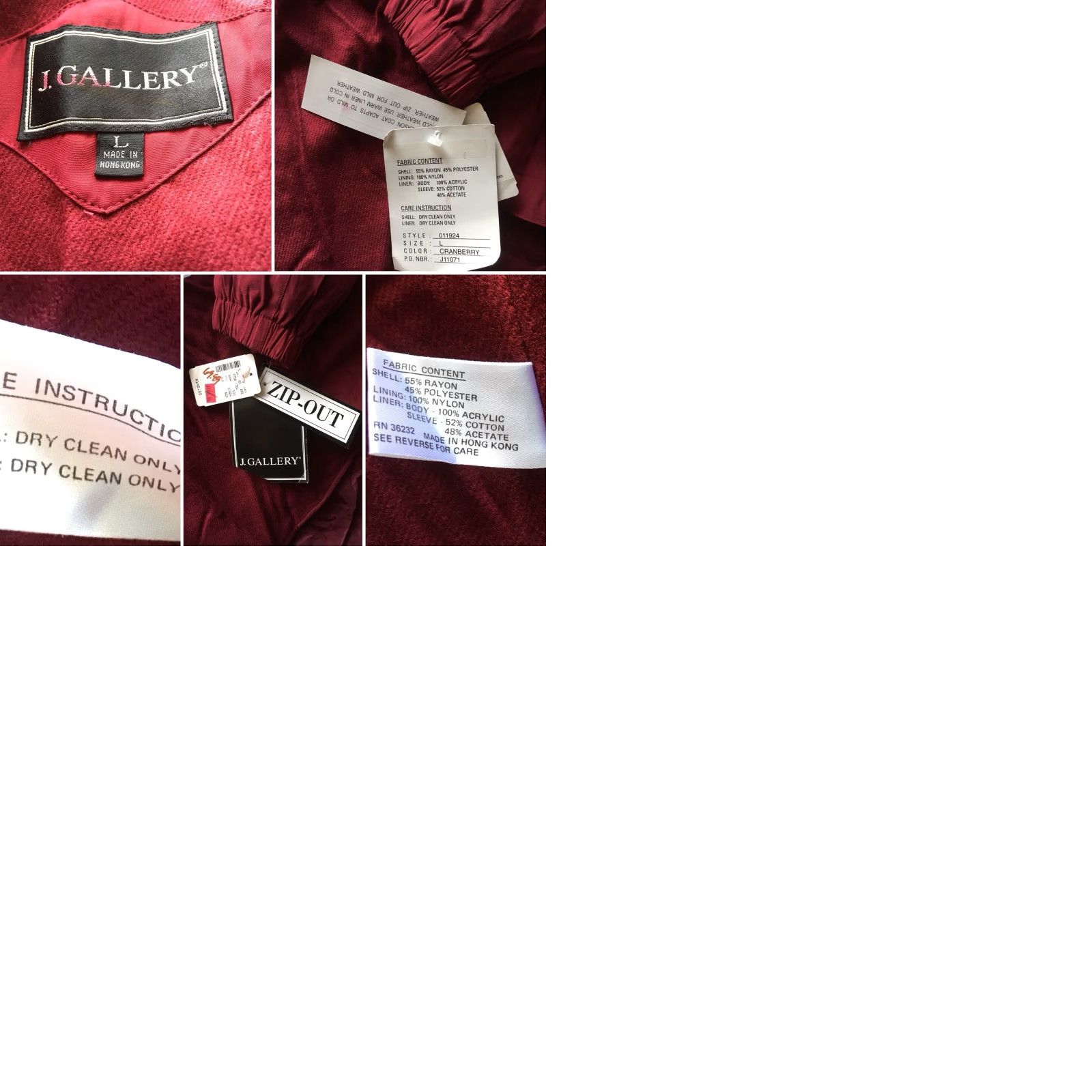 Vintage VINTAGE Z Gallery Coat Jacket Cranberry Style 011924 Sz L NWT Retail 40 Jacket Womens Red 90s Style Zip Out Liner Size L / US 10 / IT 46 - 9 Thumbnail