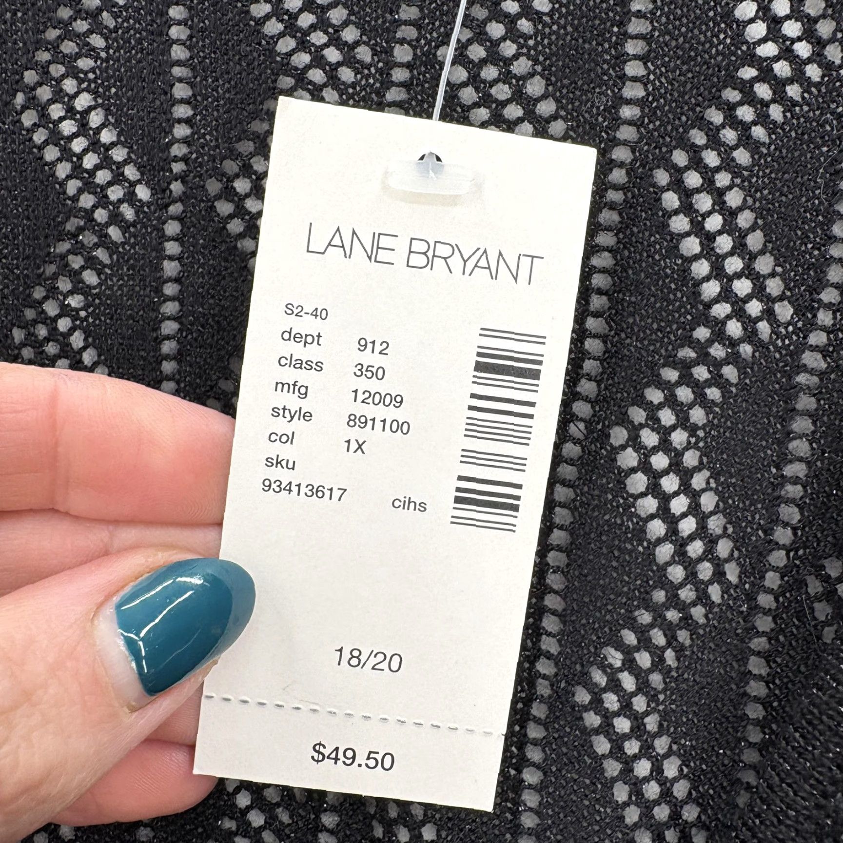 Vintage Lane Bryant Sweater Womens 18/20 Black Metallic Wrap 3/4 Sleeve Open Knit NWT Size XXL / US 16-18 / IT 52-54 - 6 Thumbnail
