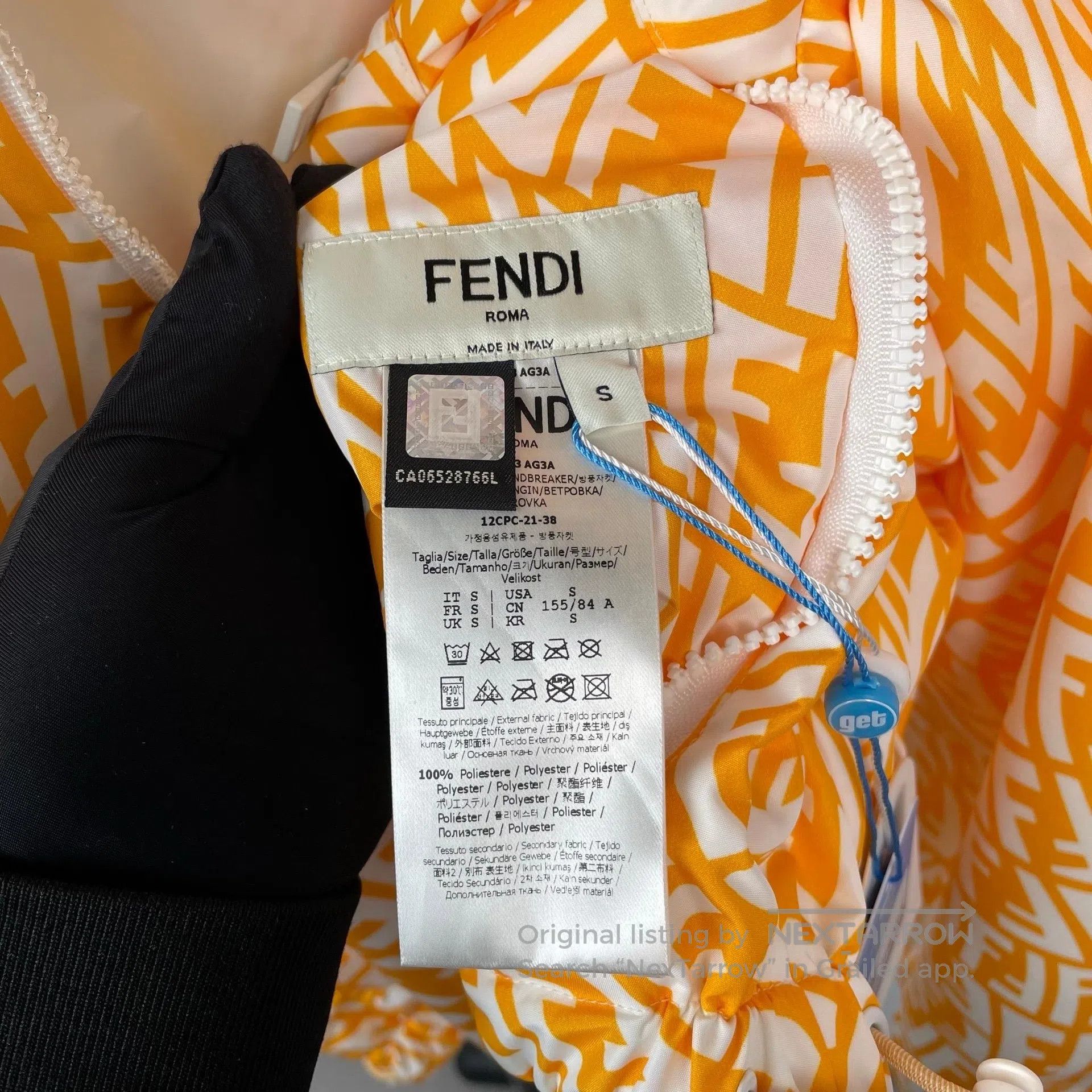 Fendi FENDI Yellow and White Logo Full Print Drawstring Long Sle Size US S / EU 44-46 / 1 - 6 Thumbnail