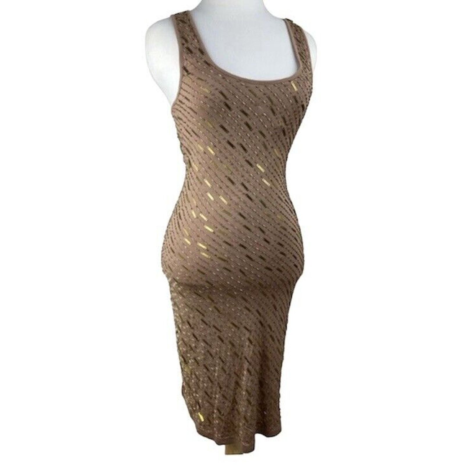 Haute Hippie Haute Hippie Brown Tank Mini Side Ruche Gold Bead Adornment Size XS / US 0-2 / IT 36-38 - 4 Thumbnail