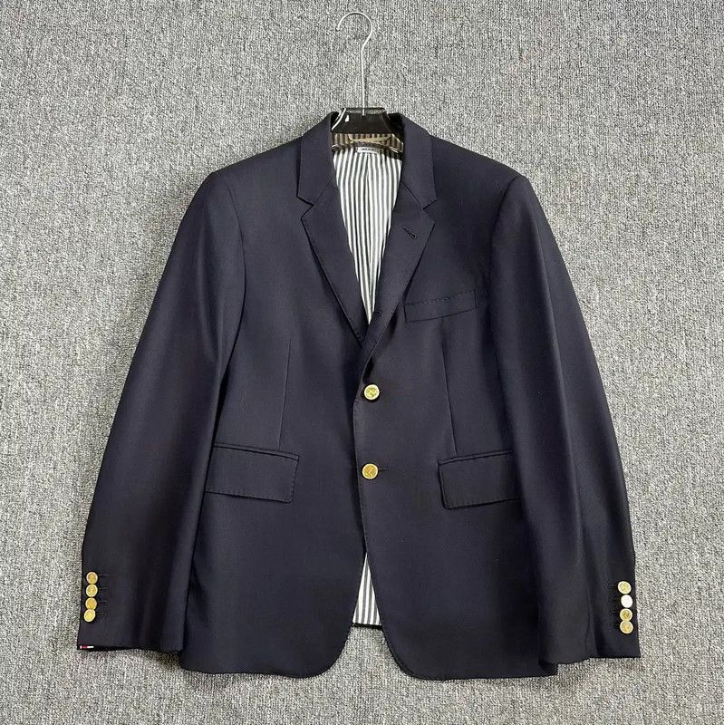 Thom Browne Thom Browne Men's Navy Wool Blazer 0089 Size US M / EU 48-50 / 2 - 1 Thumbnail