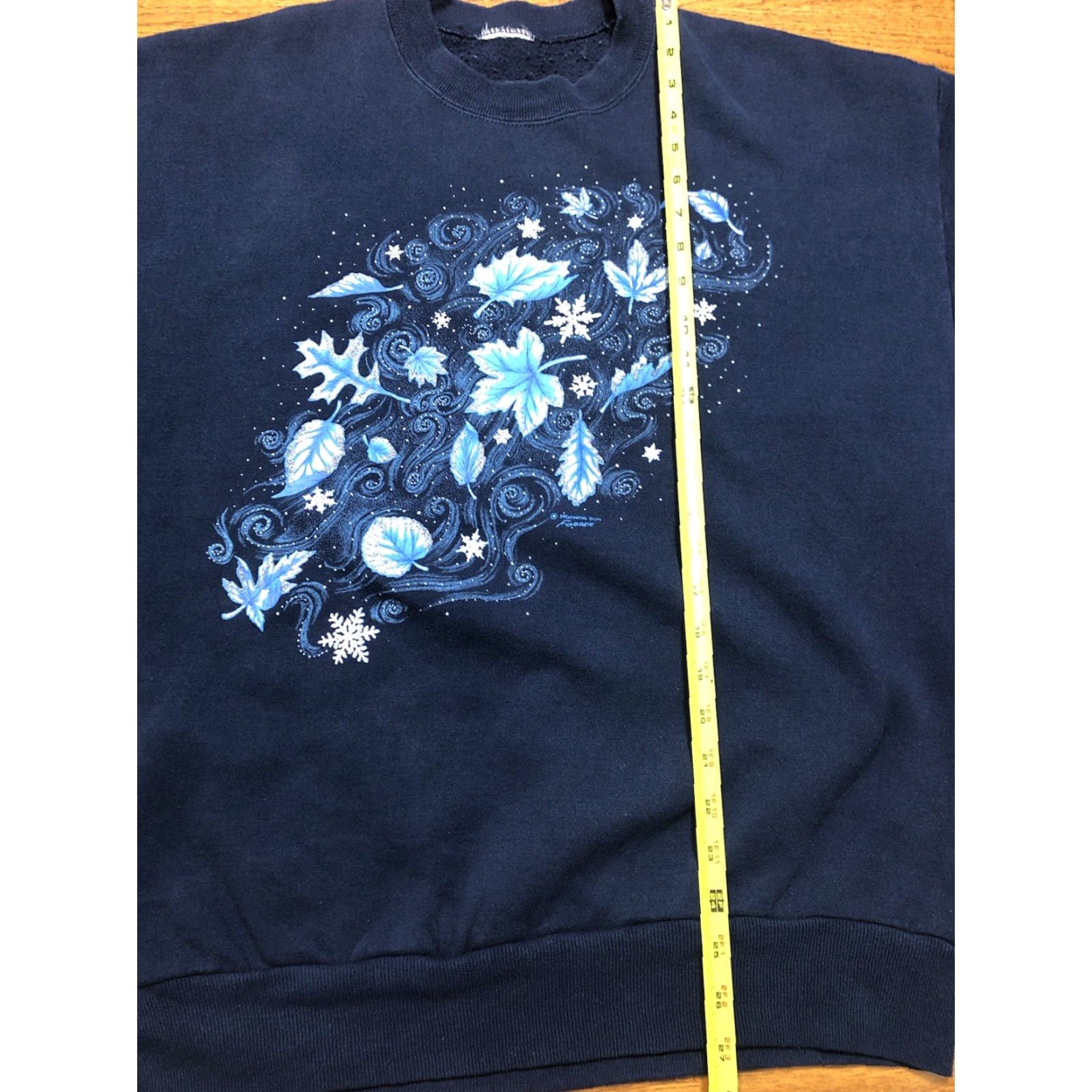Vintage VINTAGE Morning Sun Forrer Sweatshirt Womens XL Blue Snow Leaves Winter 90s Graphic Print Pullover Crew Neck Size XL / US 12-14 / IT 48-50 - 7 Thumbnail