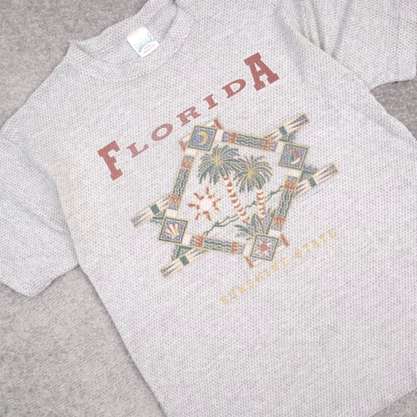 Vintage VINTAGE Florida USA Sunshine State T-Shirt Gray Short Sleeve Crew Neck M Men VTG 80s 90s Cotton Shirt Size US M / EU 48-50 / 2 - 7 Thumbnail