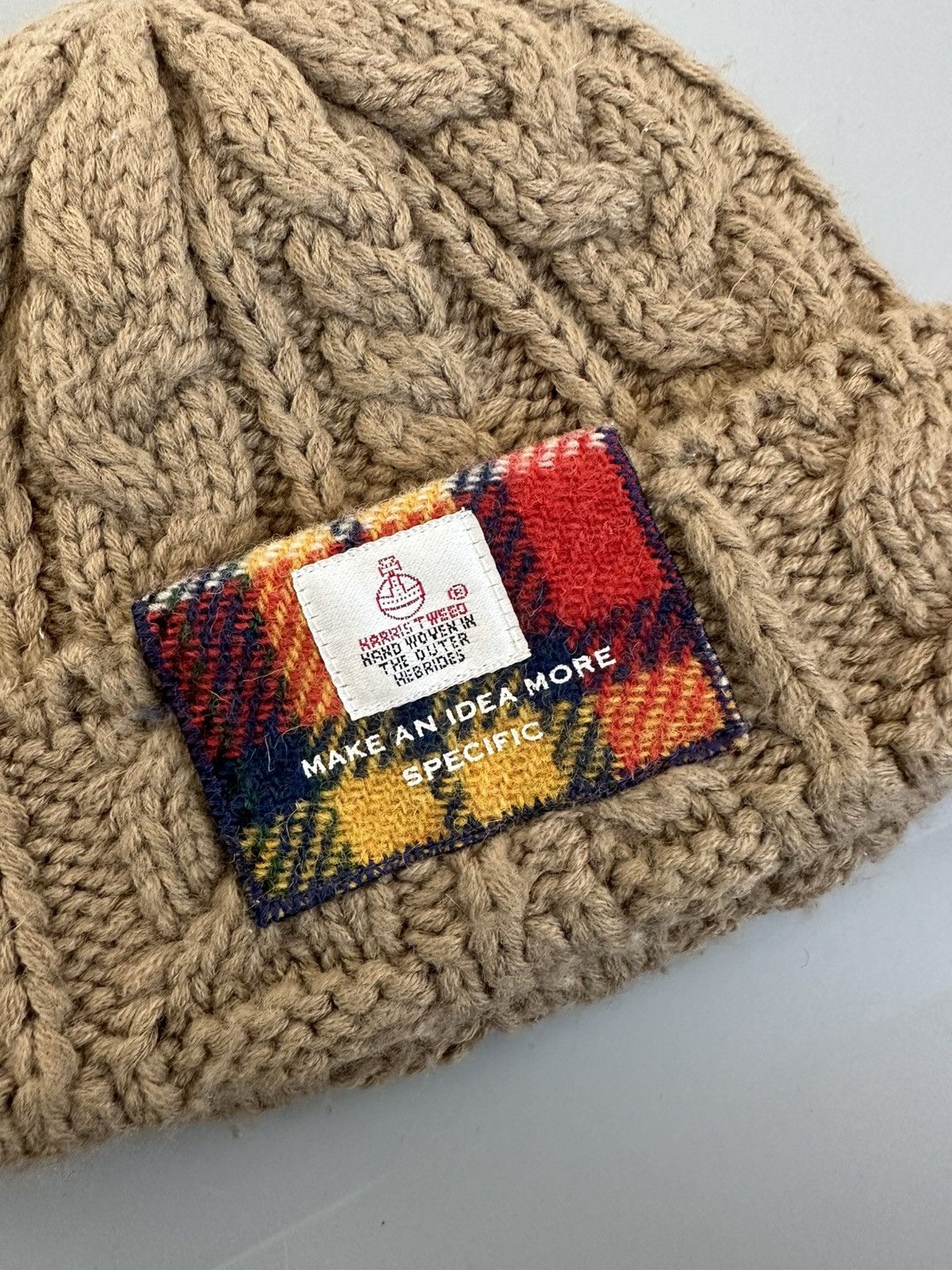 Harris Tweed Distinctive Harris Tweed Beige Cable Knit Beanie Size ONE SIZE - 4 Thumbnail