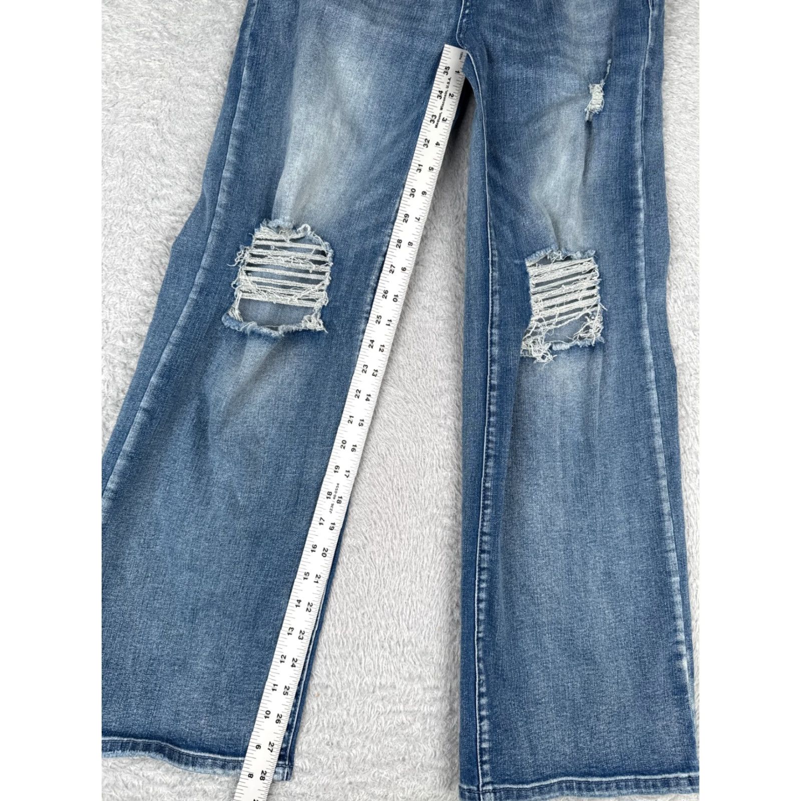 Vintage Womens Jeans Blue Denim Wide Leg Flared Distressed Mid Rise 27x28 Cotton Blend 6 Regular 5-Pocket Design Jeans Size 28" / US 6 / IT 42 - 7 Thumbnail