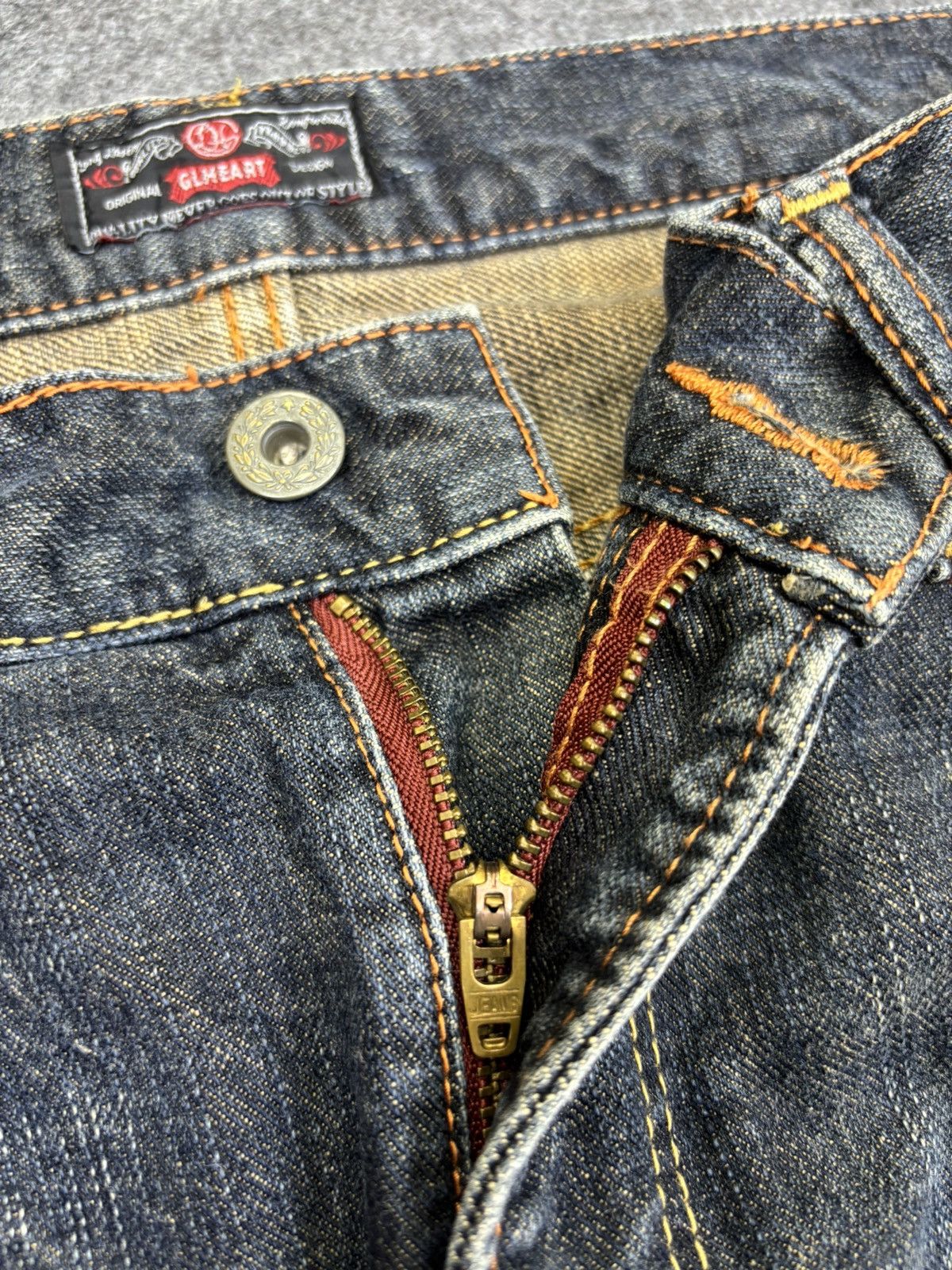 Japanese Brand 💥Sick 90s Style💥GLHeart Mud Stone Wash Denim F761 Size US 33 - 8 Thumbnail