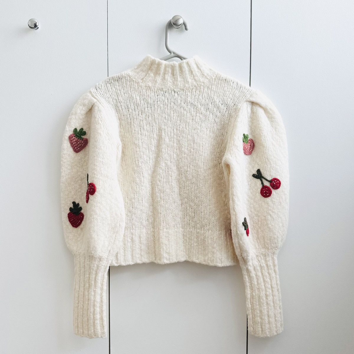 Sea New York SEA Reese Crochet Fruit Appliqué Wool Blend Sweater Size XS / US 0-2 / IT 36-38 - 8 Thumbnail