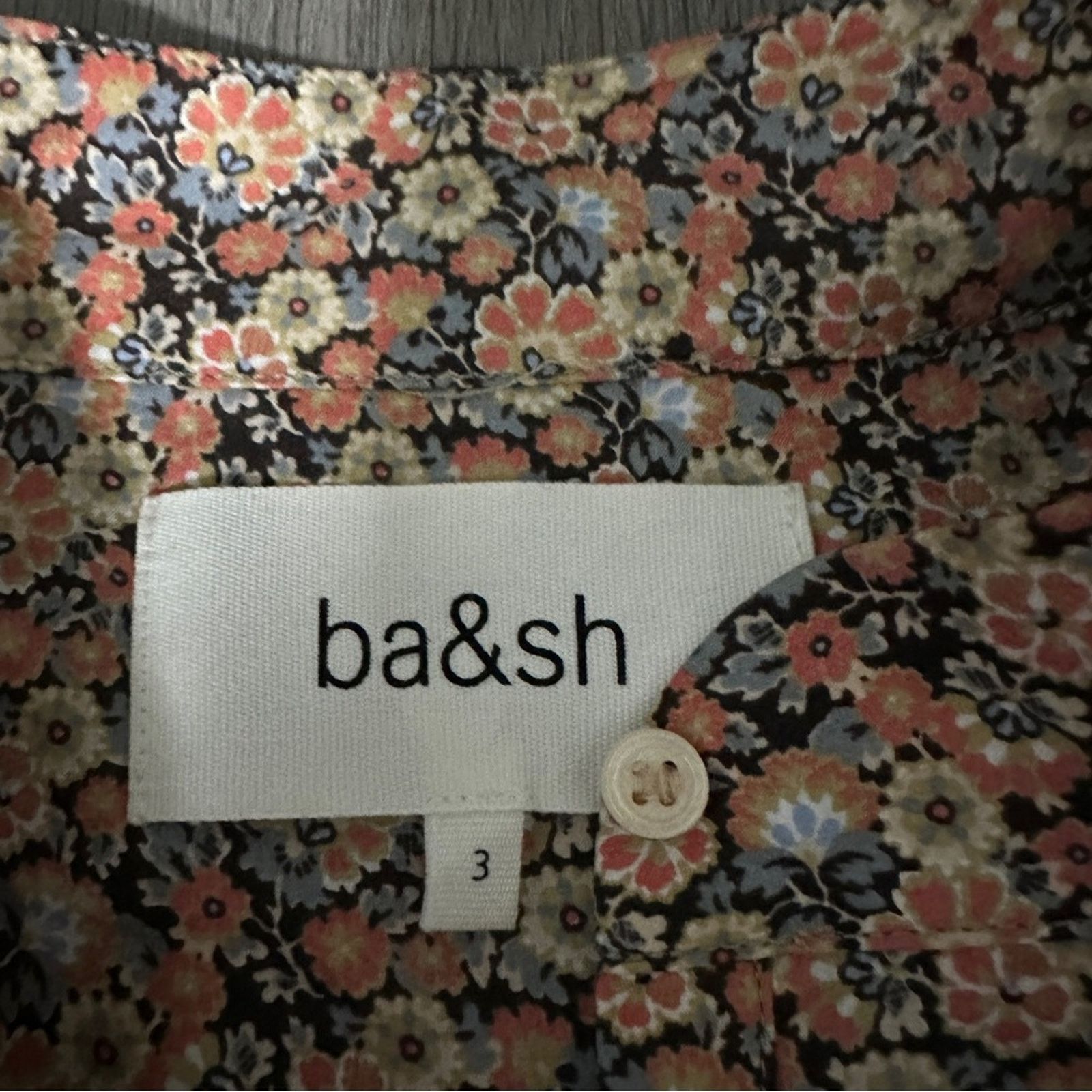 ba&sh Ba&sh Freja Floral Long Sleeve Button Neck Blouse Sz 3 (L) Size L / US 10 / IT 46 - 6 Thumbnail