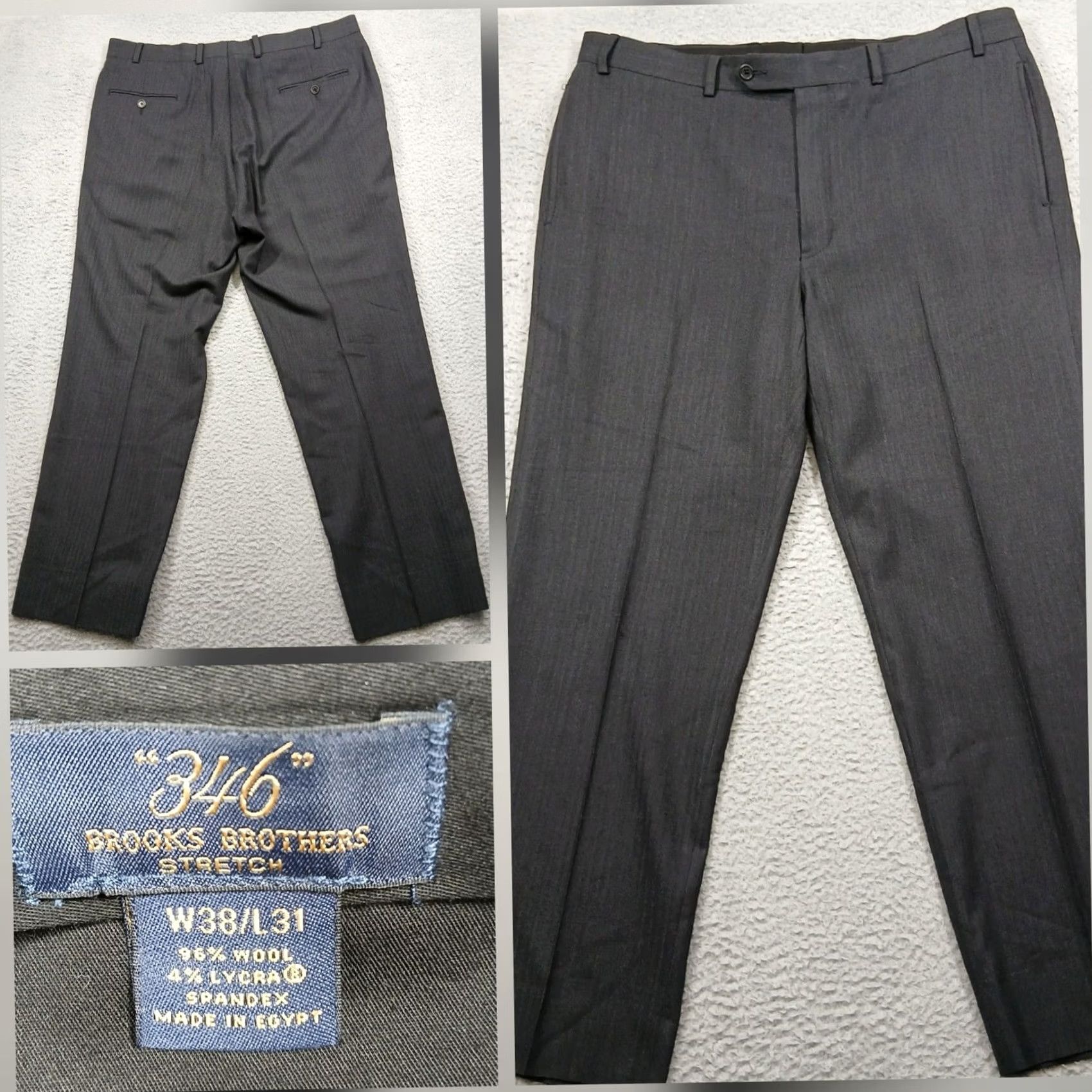 Brooks Brothers Brooks Brothers 346 Dress Pants Men's 38x31 Charcoal Wool Blend Stretch Size US 38 / EU 54 - 2 Thumbnail