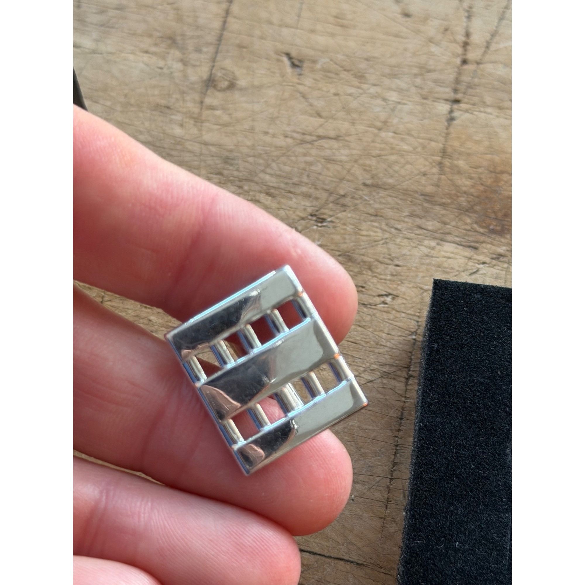 Other Silver-Toned Rectangular Cufflinks With Textured Geometric D Size ONE SIZE - 5 Thumbnail