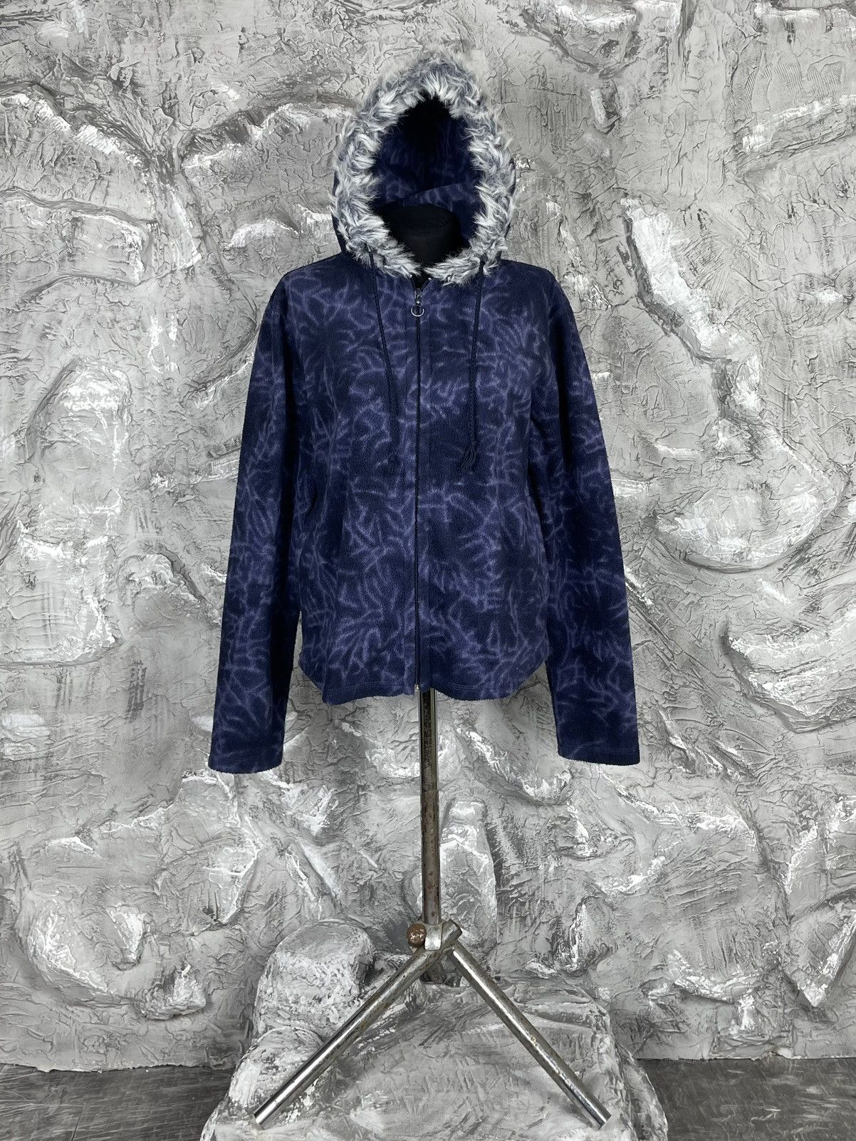 Fur Japanese Style Vintage Fleece Hoodie Snow Pattern Y2K