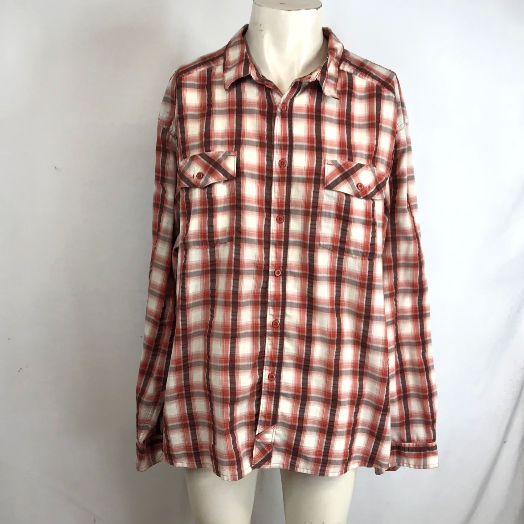 Mountain Hardwear Mountain Hardwear Shirt Men's XXL Red Brown Cream Plaid Long Sleeve Button Up Size US XXL / EU 58 / 5 - 2 Thumbnail