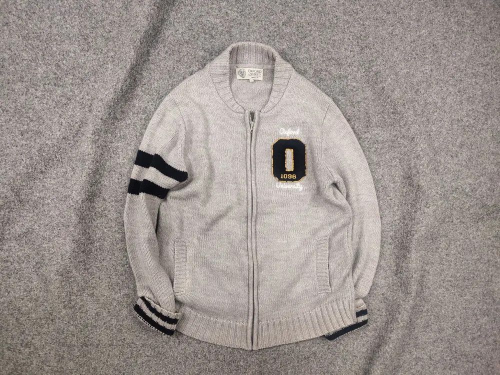Oxxford Clothes Vintage Oxford University Pulover Logo Knit Zip Gray Sweater Size US L / EU 52-54 / 3 - 1 Thumbnail