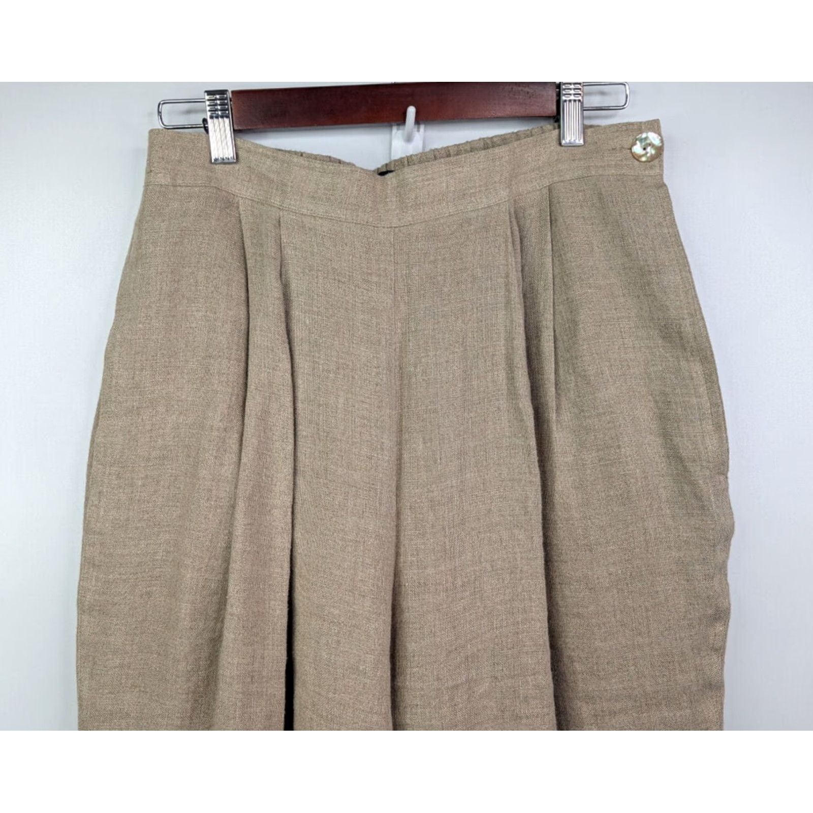 Nordstrom Classiques for Nordstrom Linen Baggy Wide-Leg Pants Beige 12 Womens Paperbag Size 12 Clothing Linen Pant Size 34" / US 12 / IT 48 - 3 Thumbnail