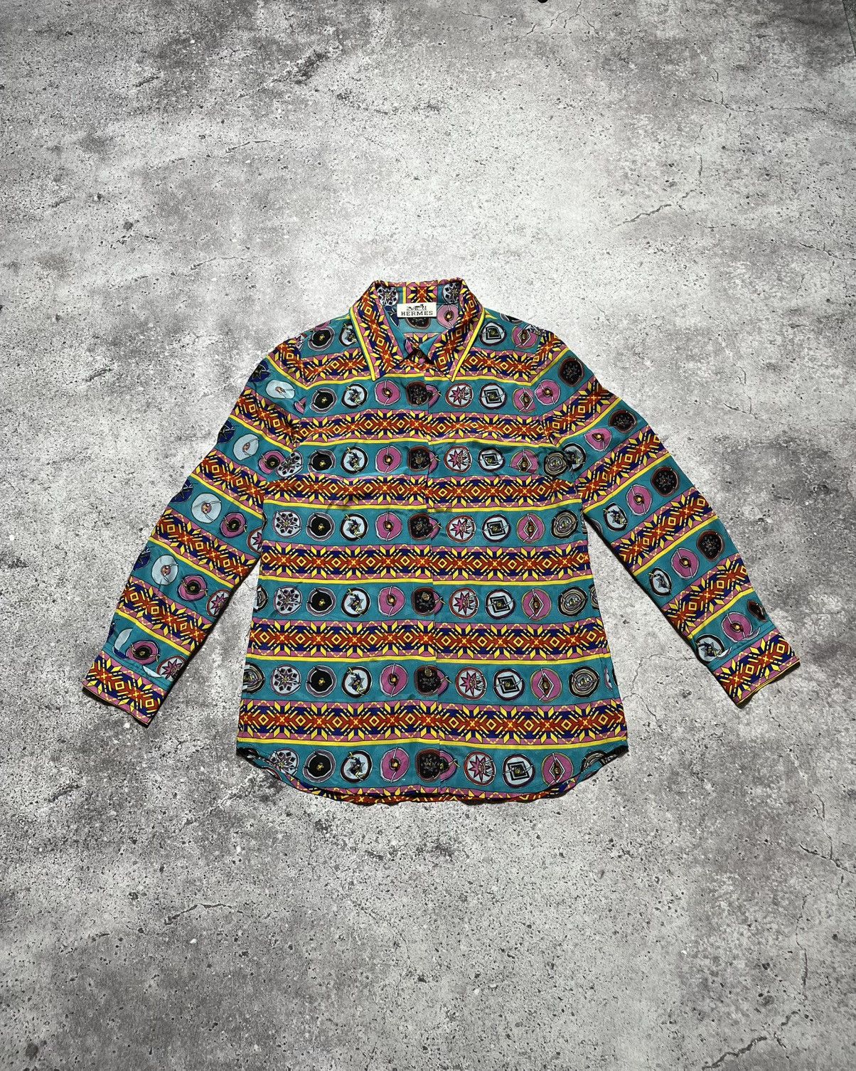 Hermes Vintage HERMES Blouse Full print Rare Silk Size M / US 6-8 / IT 42-44 - 2 Thumbnail