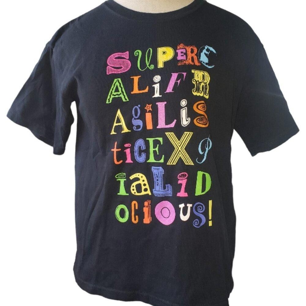 Designer CT1643 "SUPERALIFRAGILI STICEXPIALIDOCIOUS" Black Tee Kids M Size US XXS / EU 40 - 1 Thumbnail