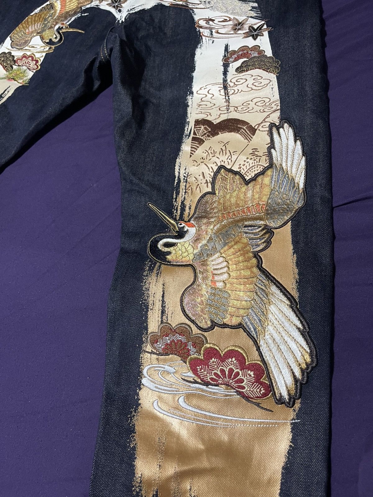 Other Evisu Grateful Crane Daicock Print Taper Jeans Size US 33 - 2 Thumbnail