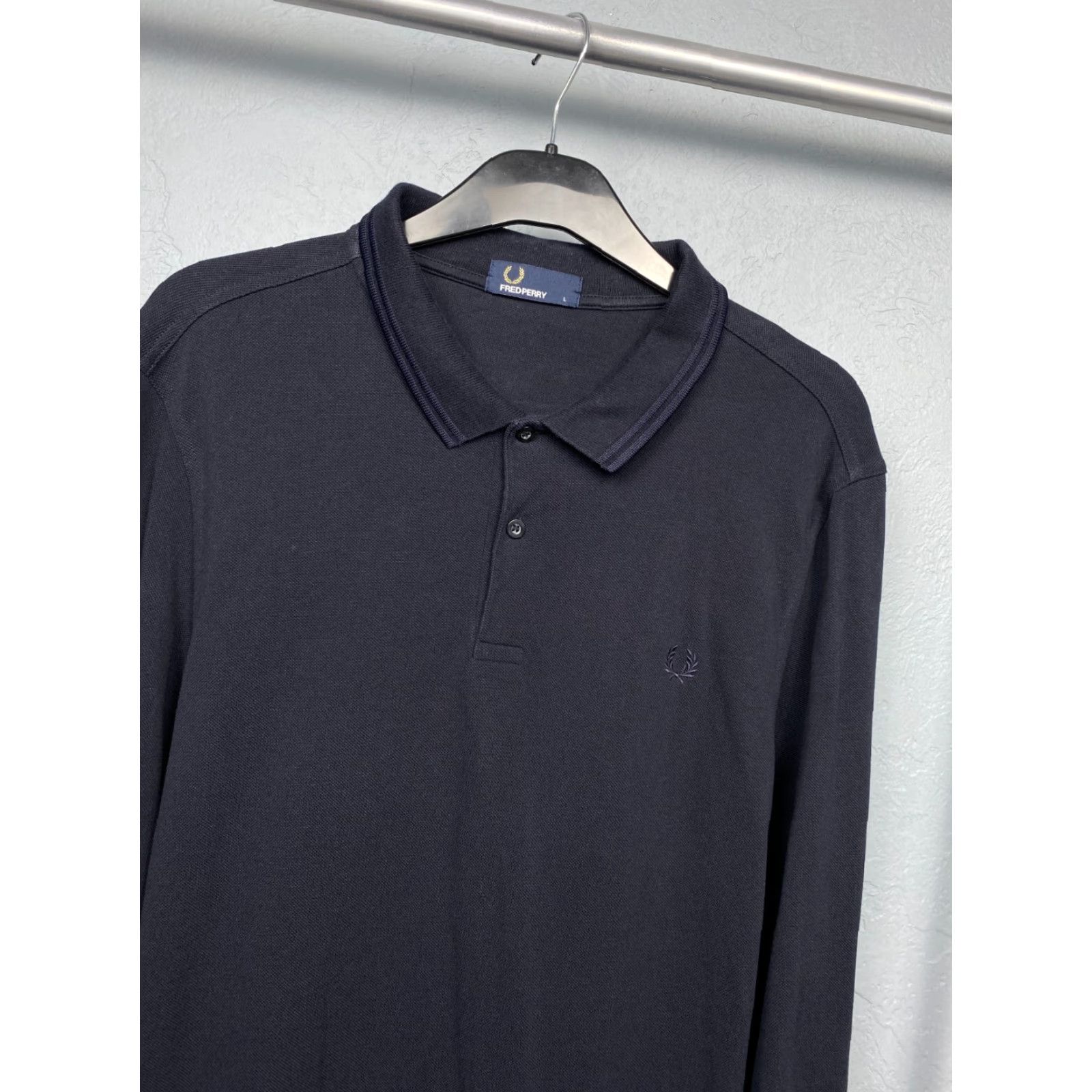Fred Perry Fred Perry Mens Polo Shirt Long Sleeve Size L Blue Cotton Logo Shirt Size US L / EU 52-54 / 3 - 2 Thumbnail