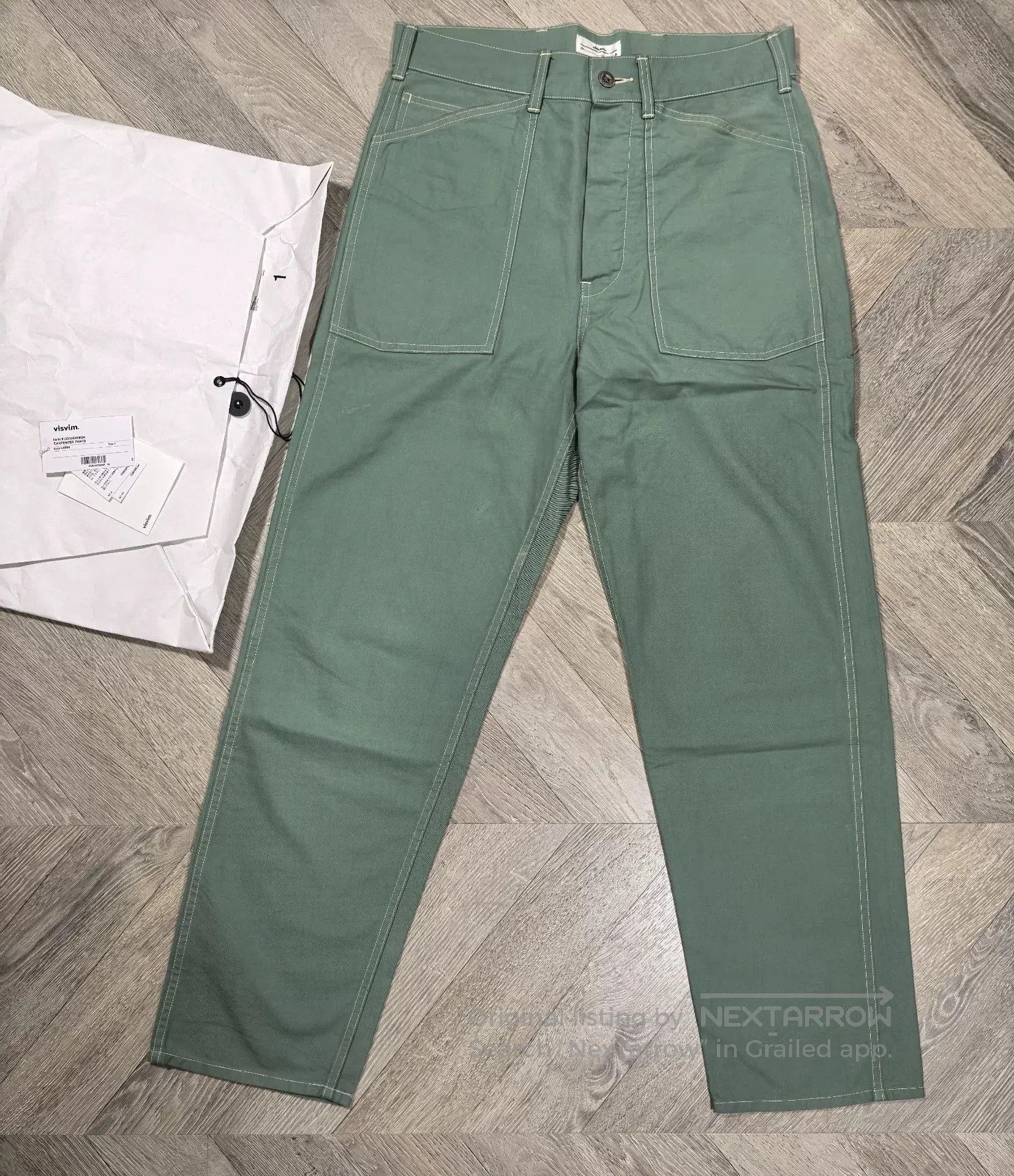 visvim 23ss carpenter pants in mint green.