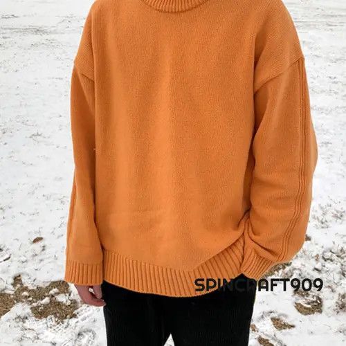 VIBE Orange Knit Sweater Size US L / EU 52-54 / 3 - 8 Thumbnail